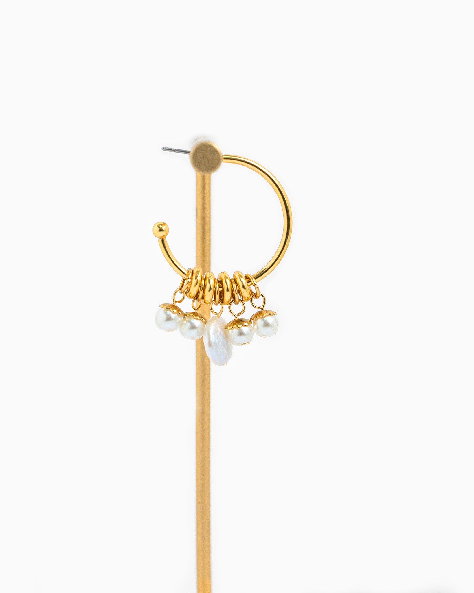 Freshwater Pearl Rondelle Hoop Earrings