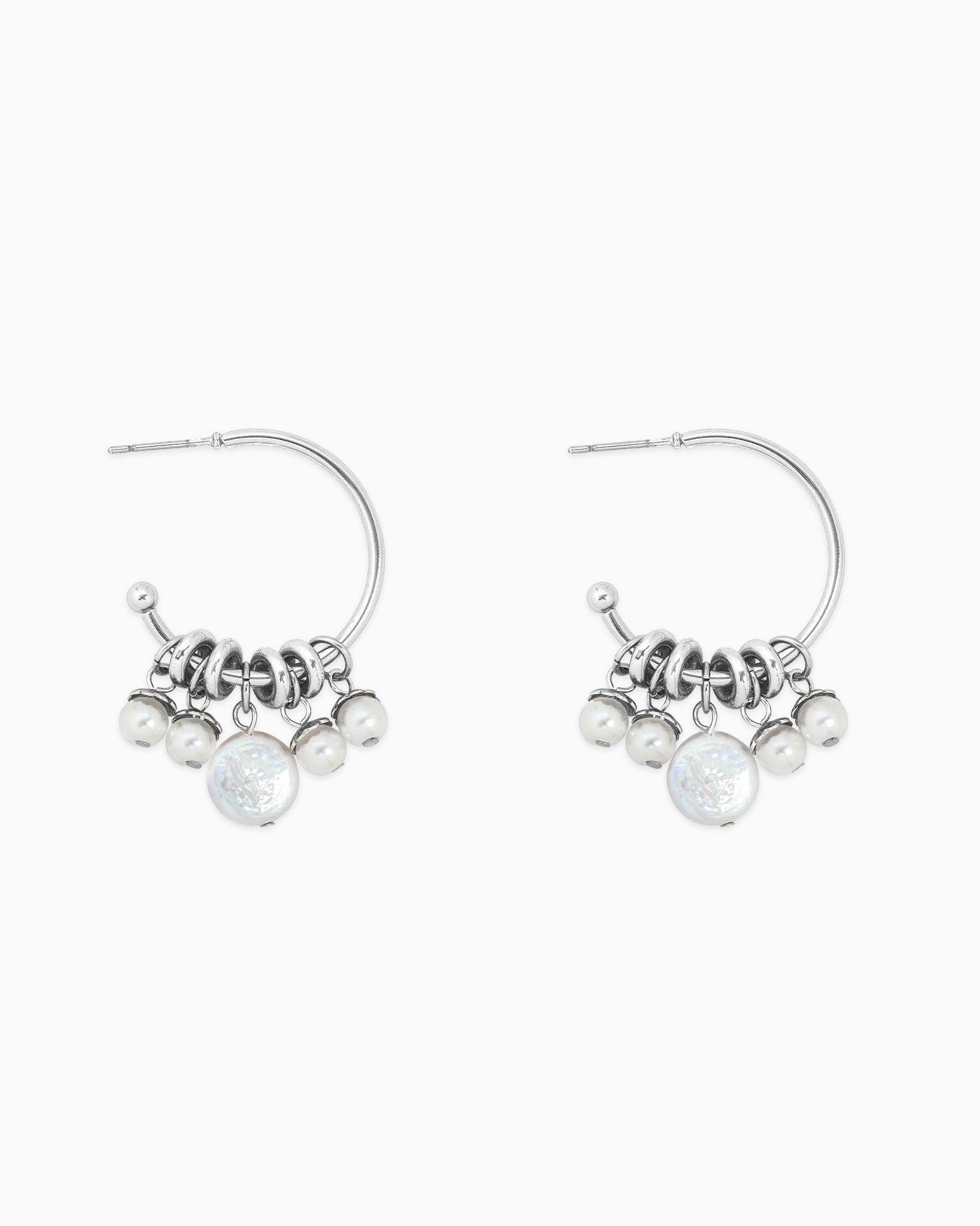 Freshwater Pearl Rondelle Hoop Earrings