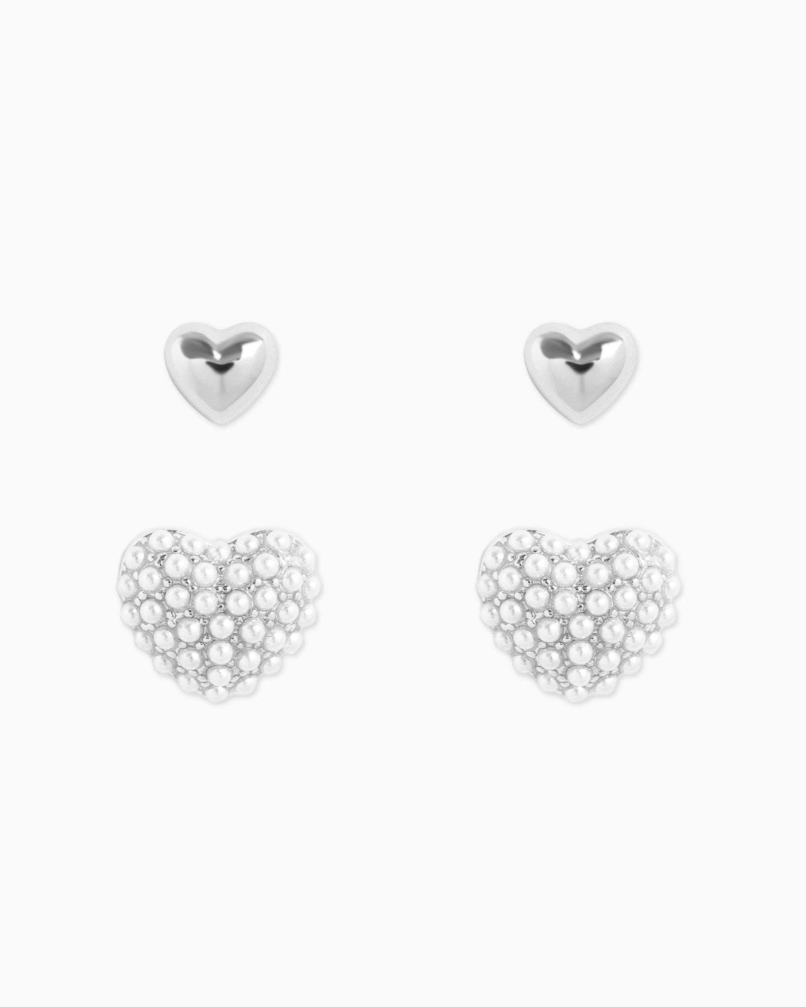 Organic Pearl Heart Earring Set of 2