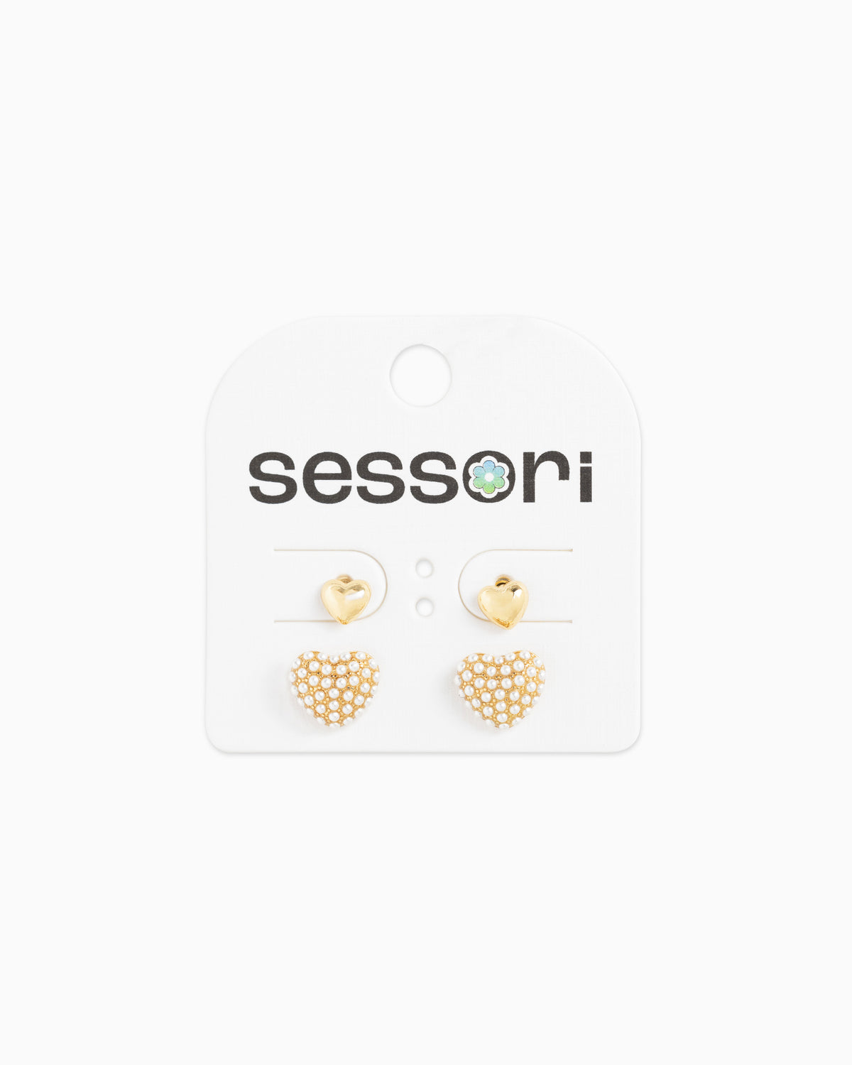 Organic Pearl Heart Earring Set of 2