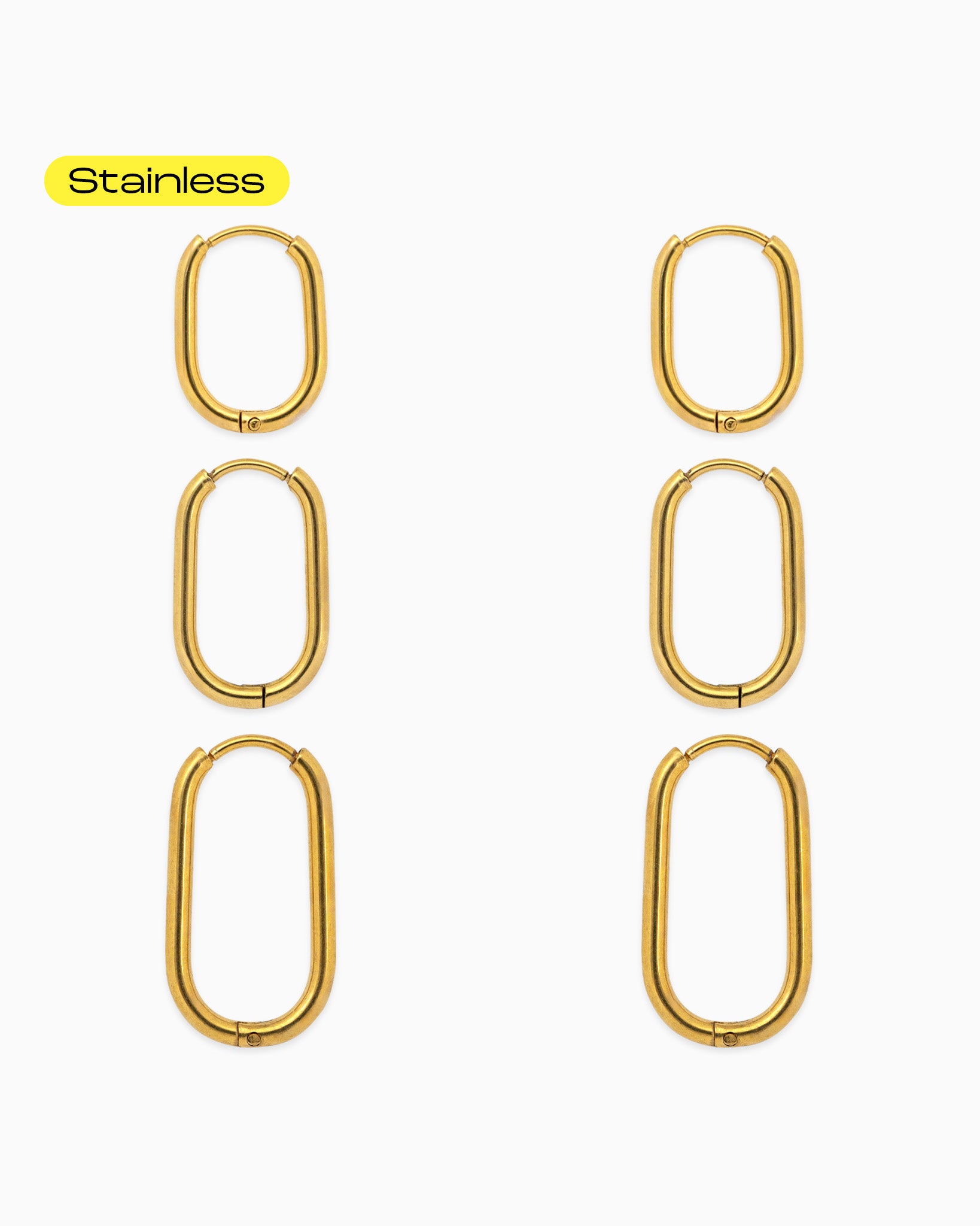 Stainless Oval Hoop Earrings