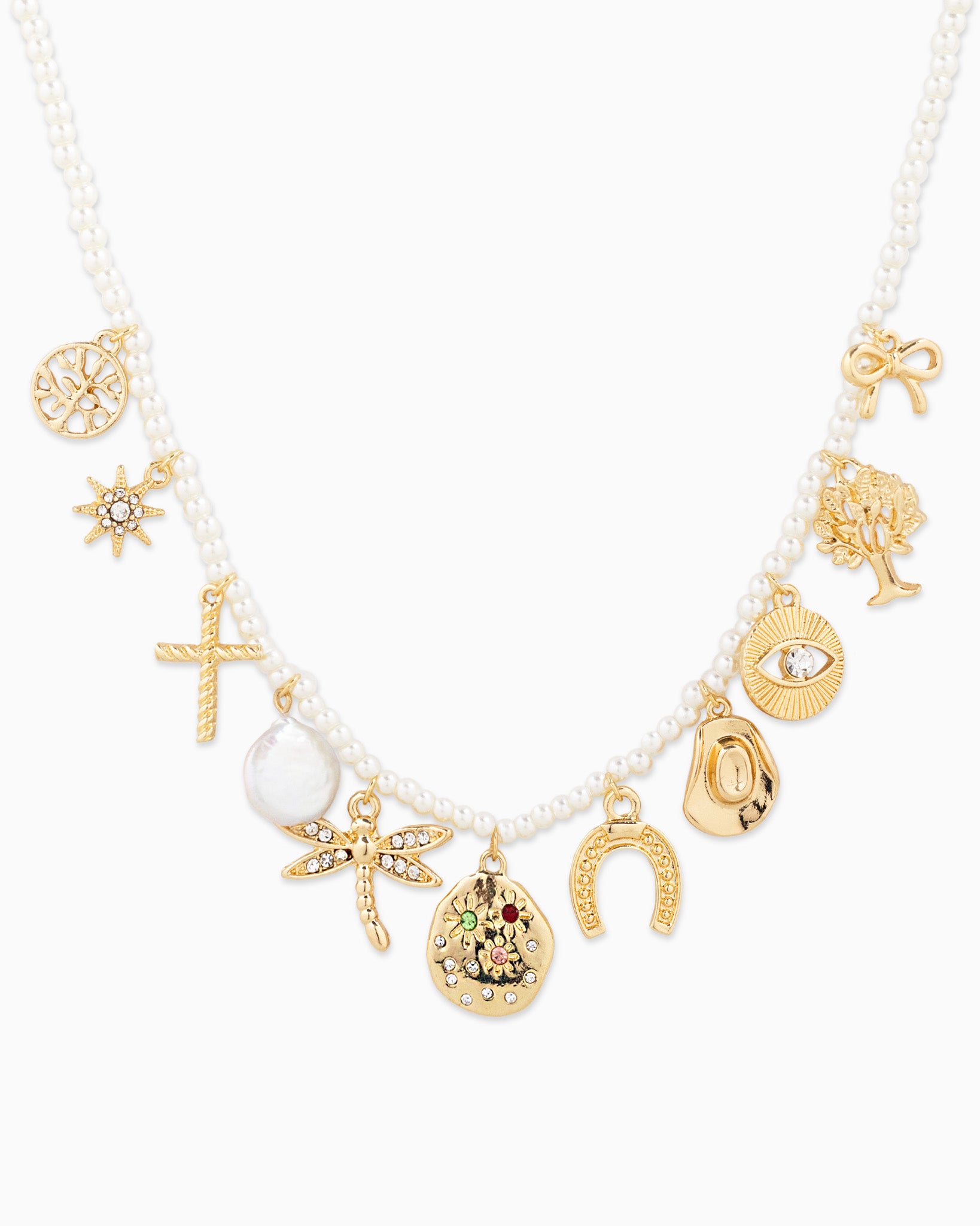 Multi Stone Symbol Charm Necklace