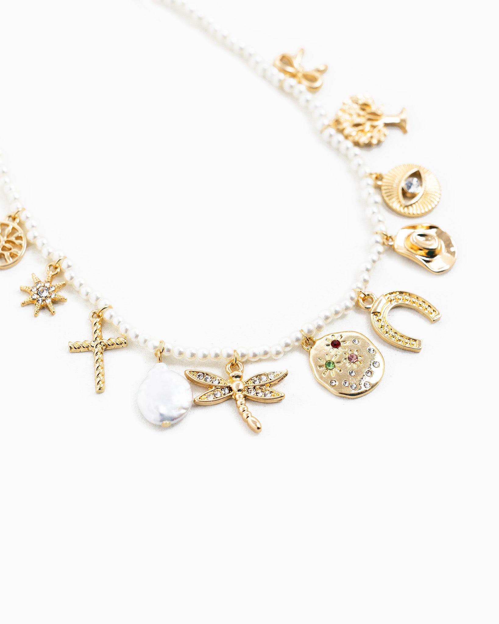 Multi Stone Symbol Charm Necklace