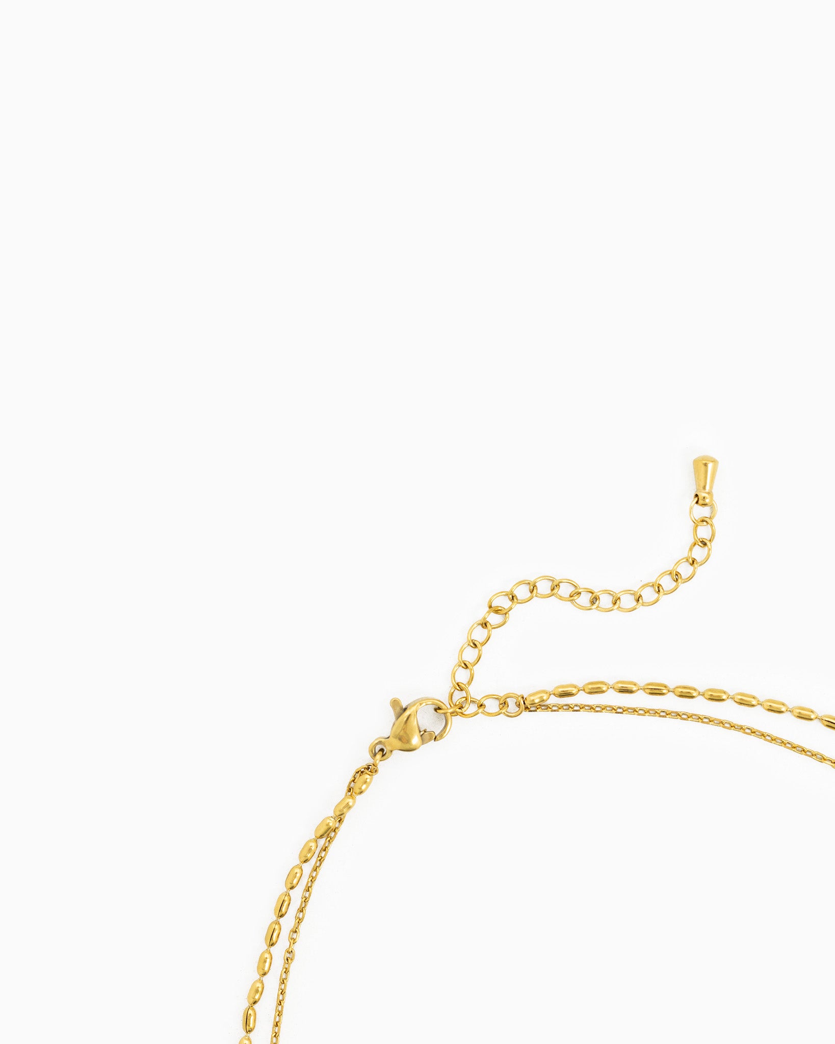 Stainless Steel Pearl Station Oval Chain Layered Necklace