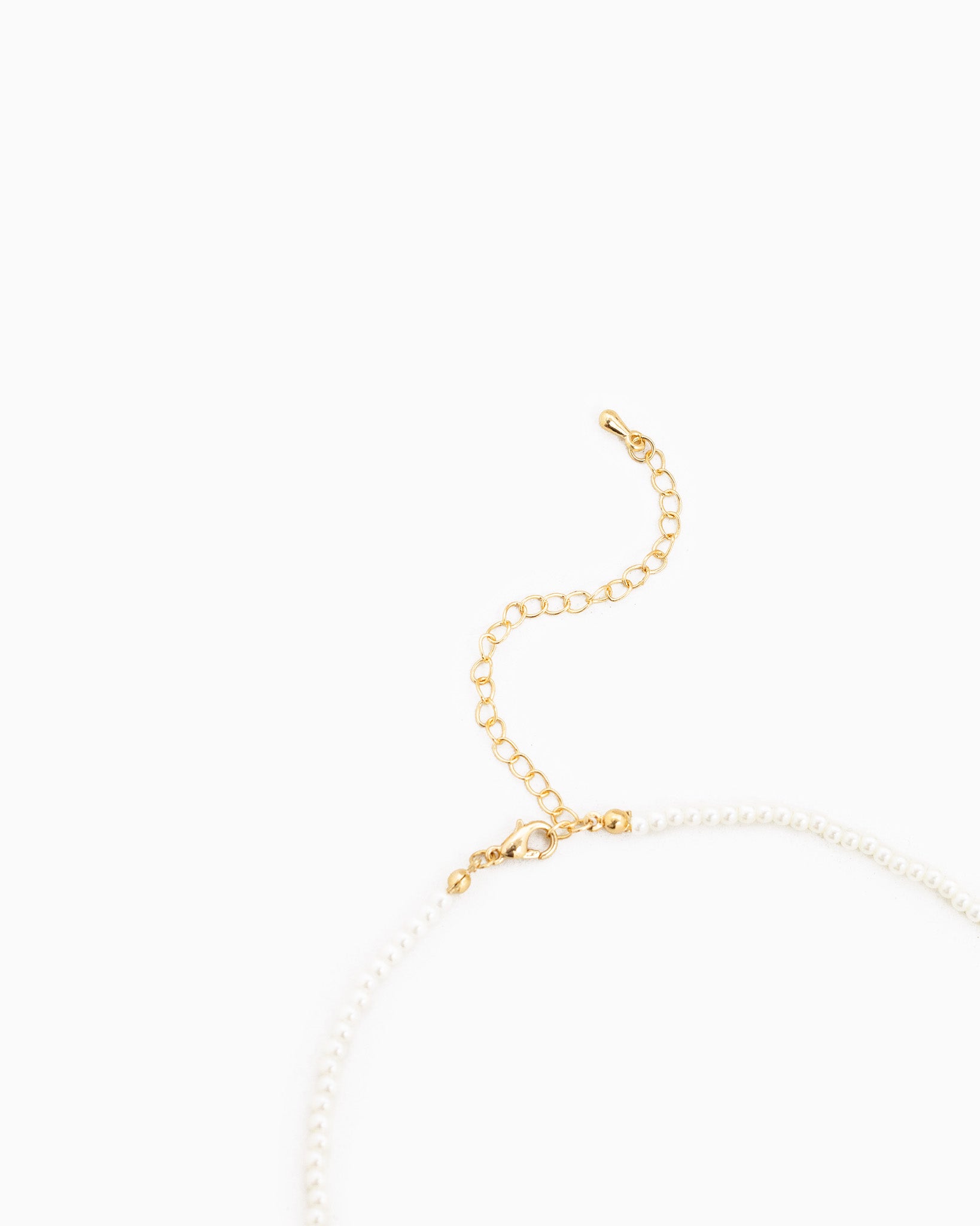 MAMA Station Gold Letter Charm Pearl Necklace