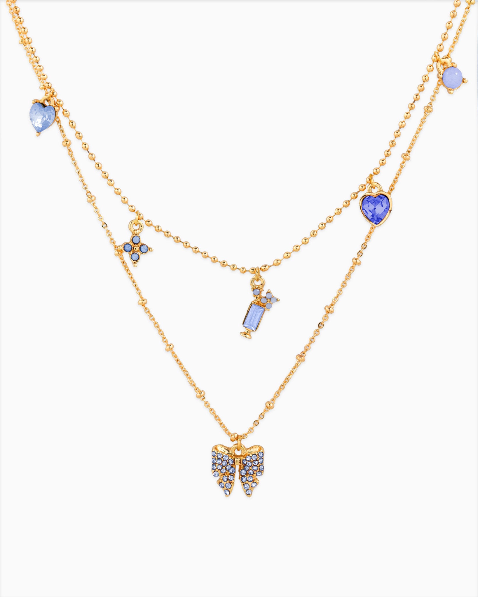 Pastel Champagne Color Charm Layered Necklace