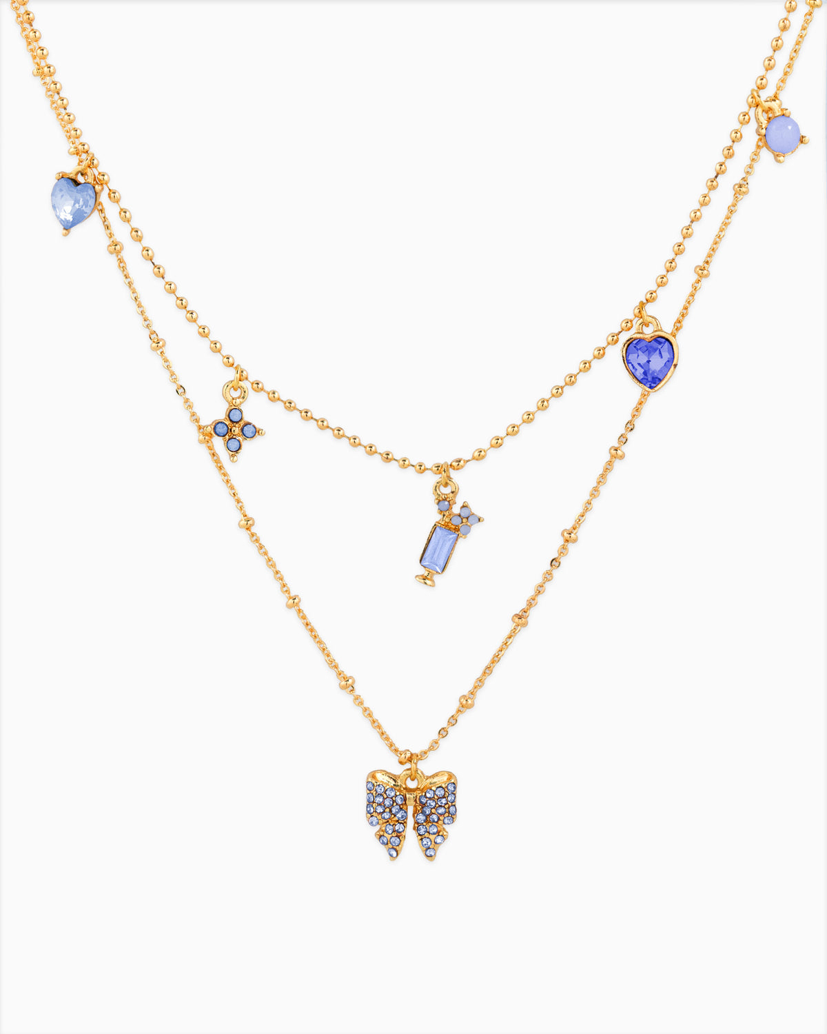 Pastel Champagne Color Charm Layered Necklace