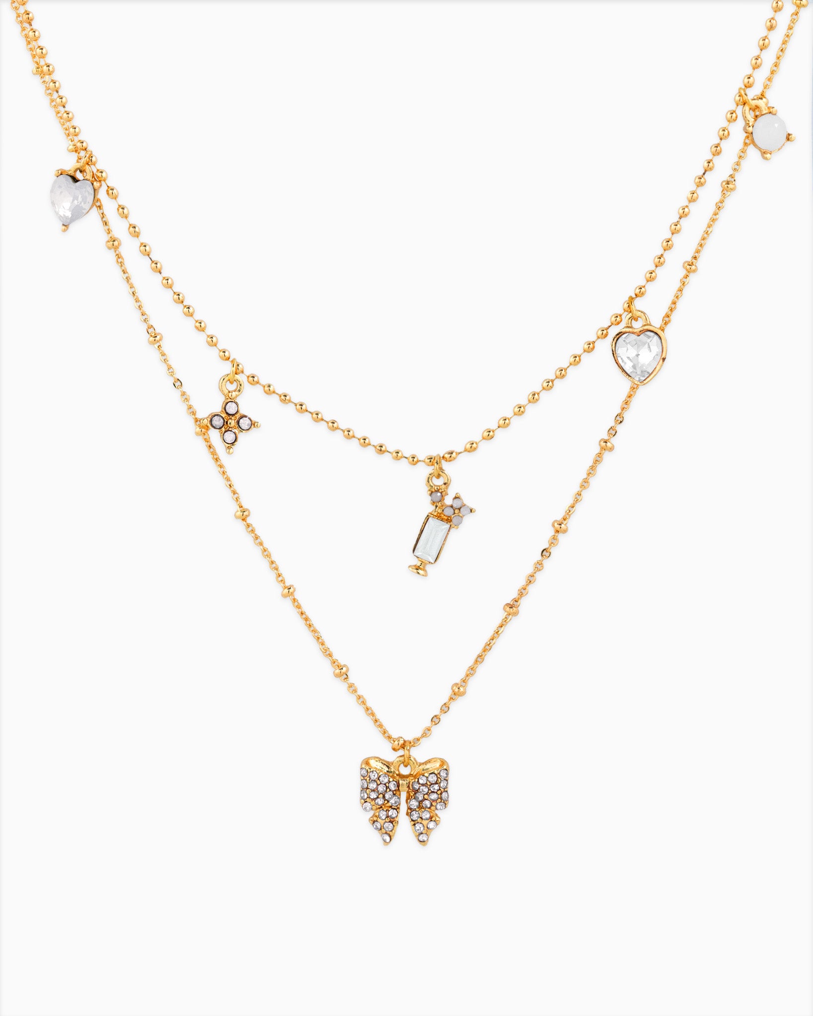 Pastel Champagne Color Charm Layered Necklace