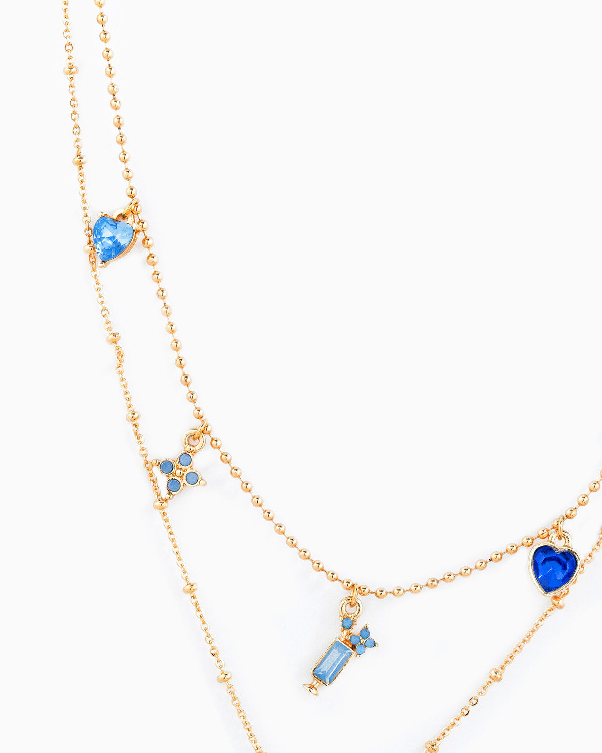 Pastel Champagne Color Charm Layered Necklace-5