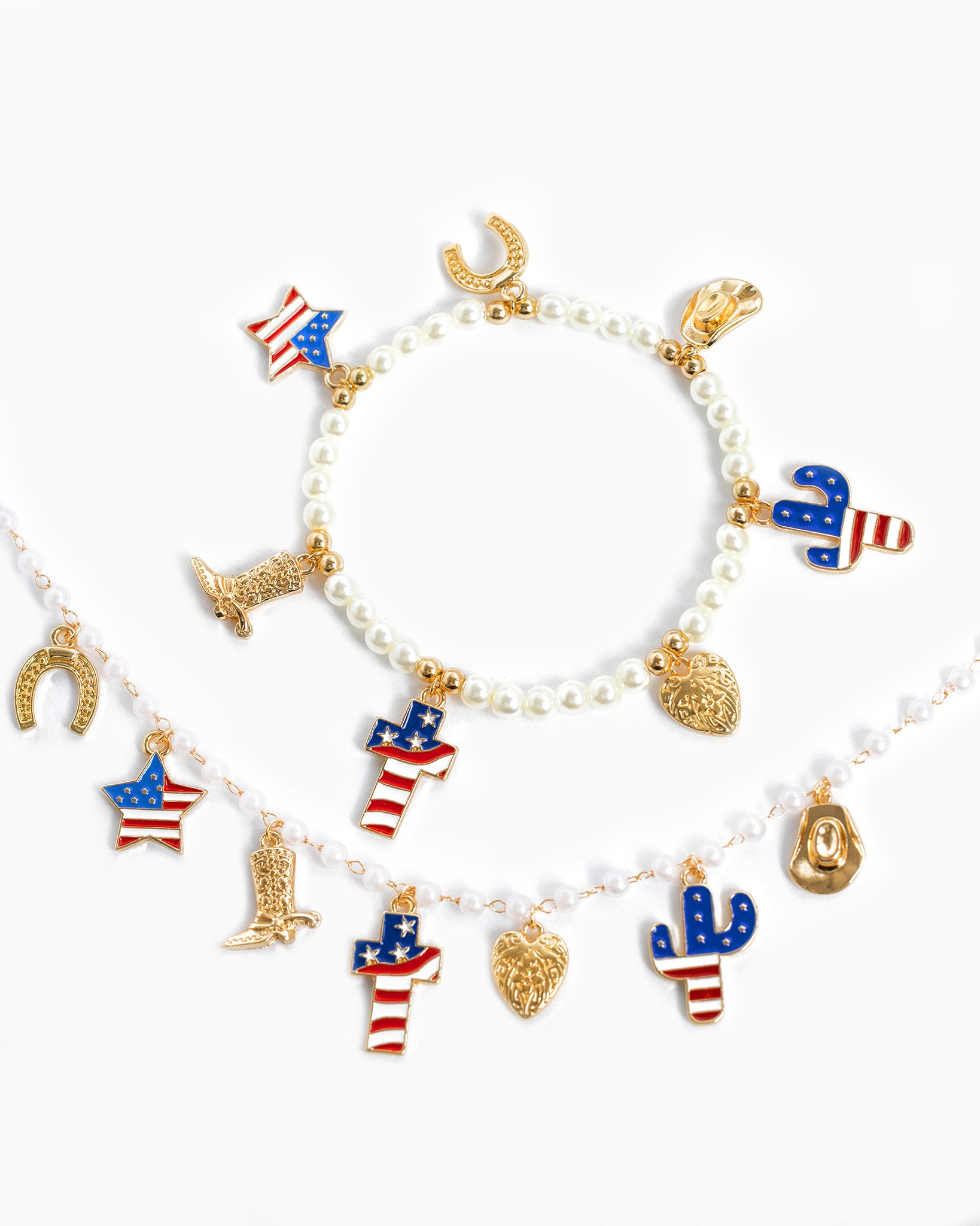 Americana Western Charm Pearl Chain Necklace