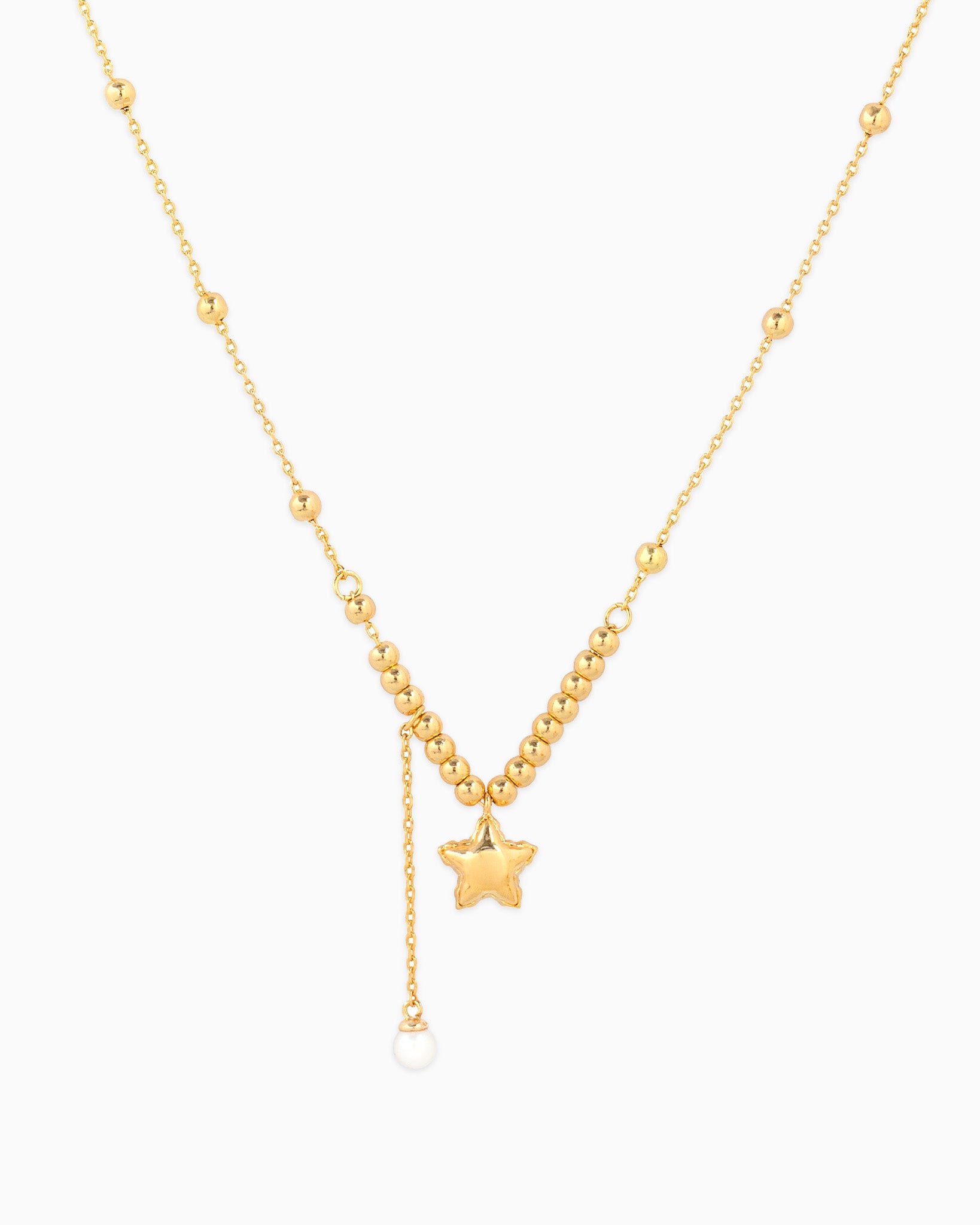 Celestial Drop Puff Star Ball Chain Necklace