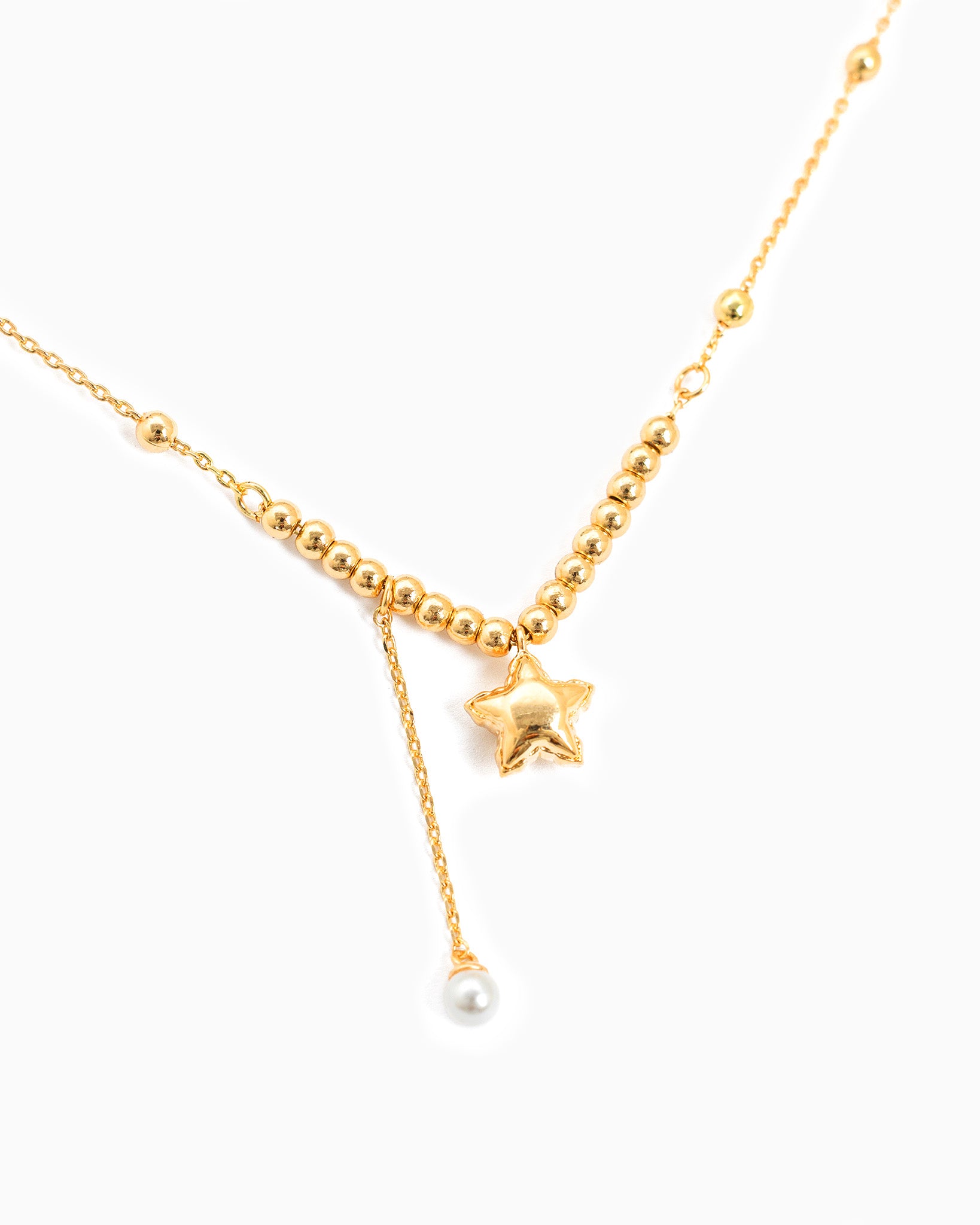 Celestial Drop Puff Star Ball Chain Necklace