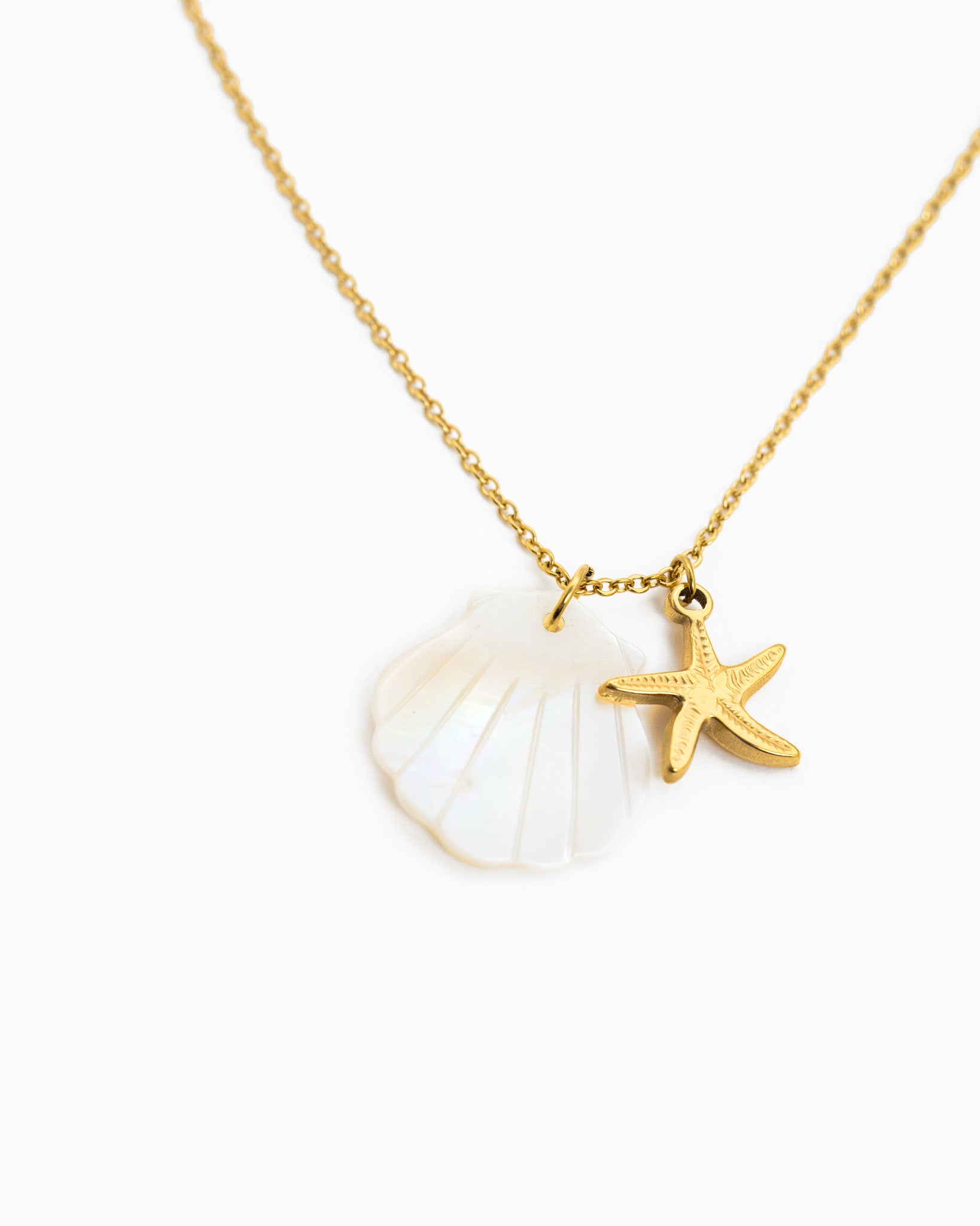 Stainless Mother of Pearl Shell and Starfish Necklaces