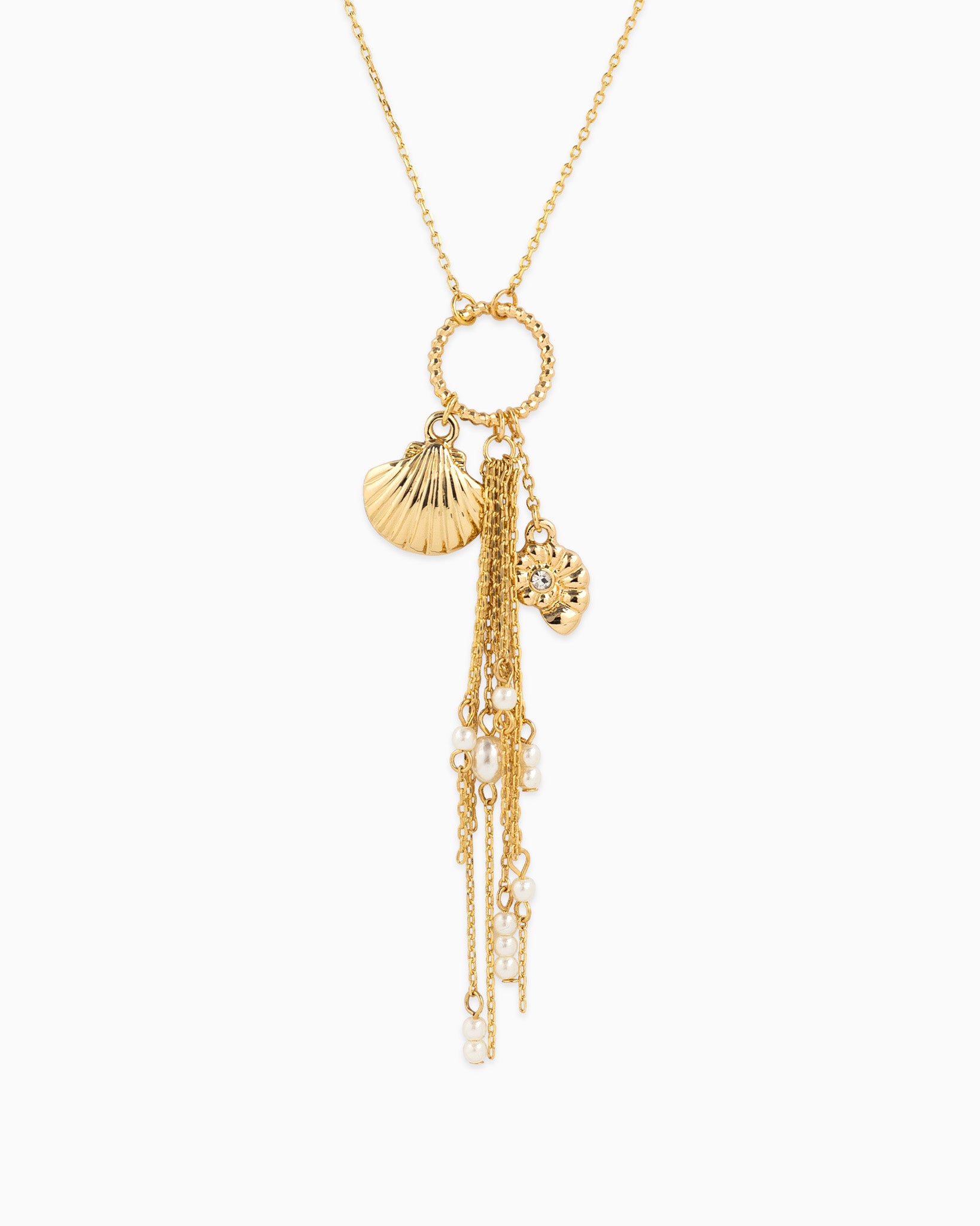 Sea Life Tassel Shell Charm Necklace