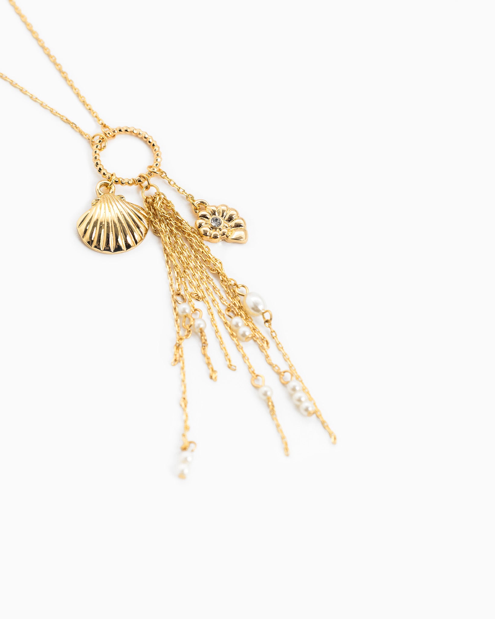 Sea Life Tassel Shell Charm Necklace
