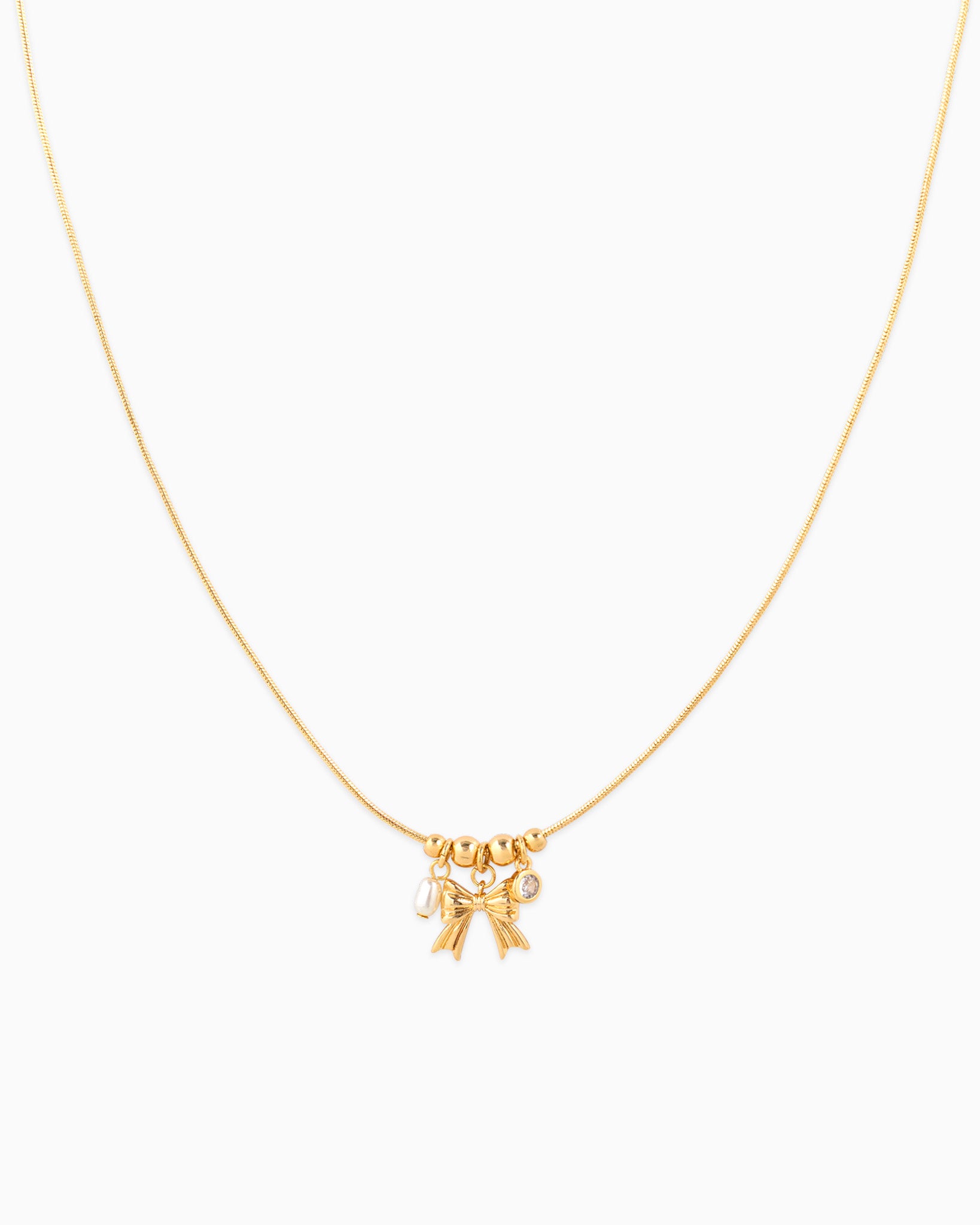 Dainty Center Bow Accent Necklace