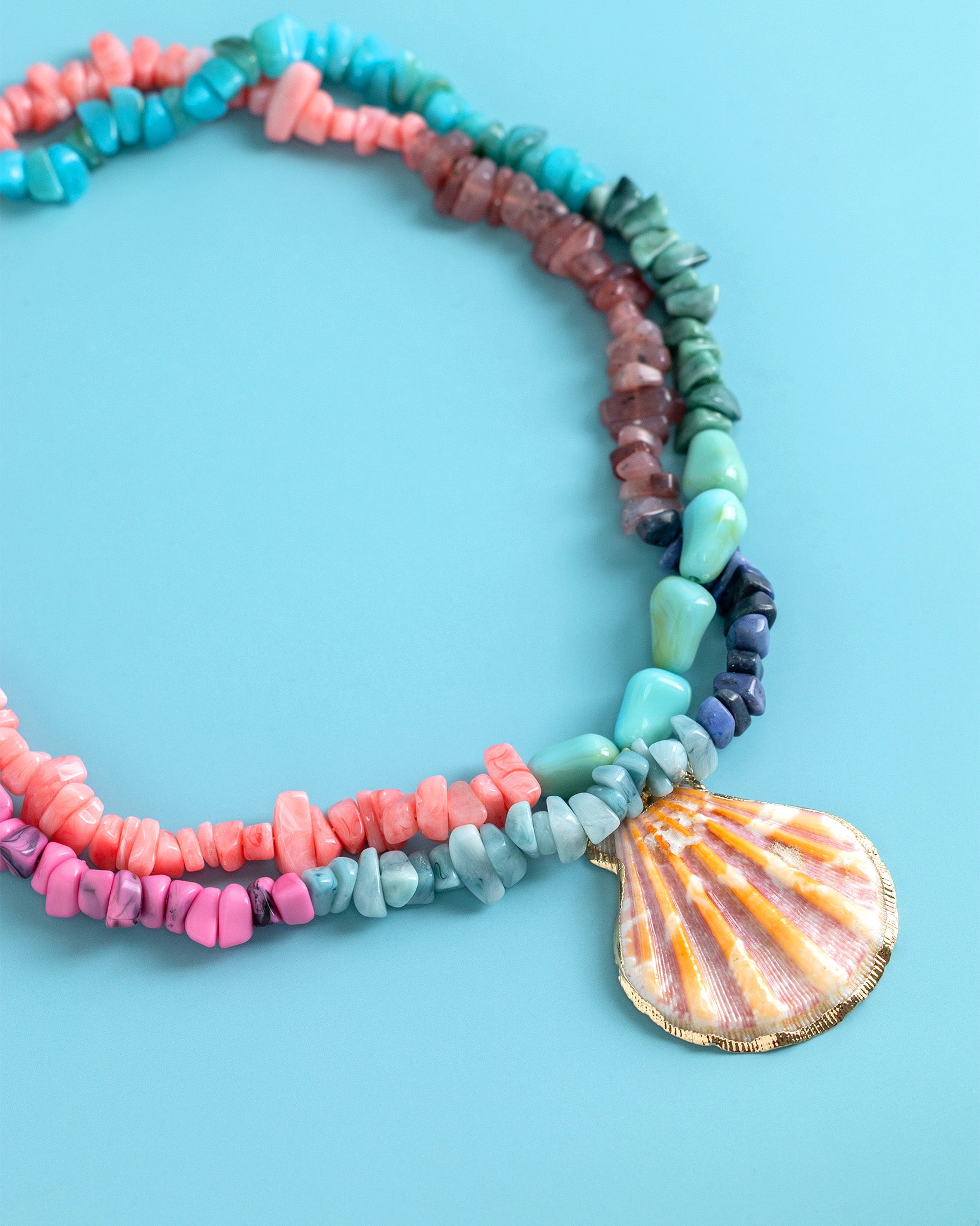 Coral Mirage Shell Pendant Necklace