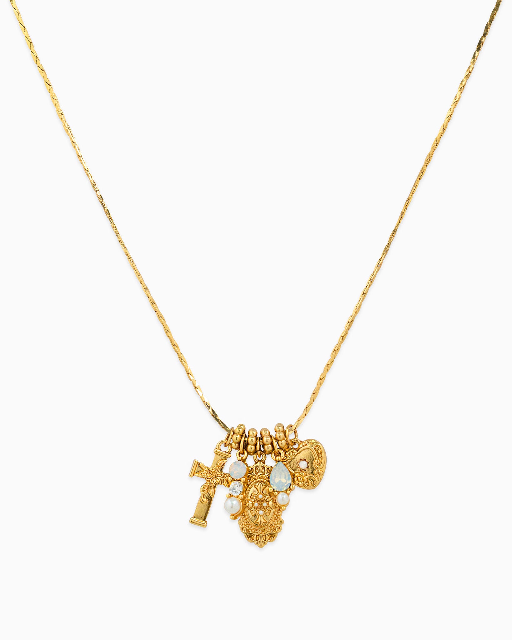 Saintly Cross Heart Charm Necklace
