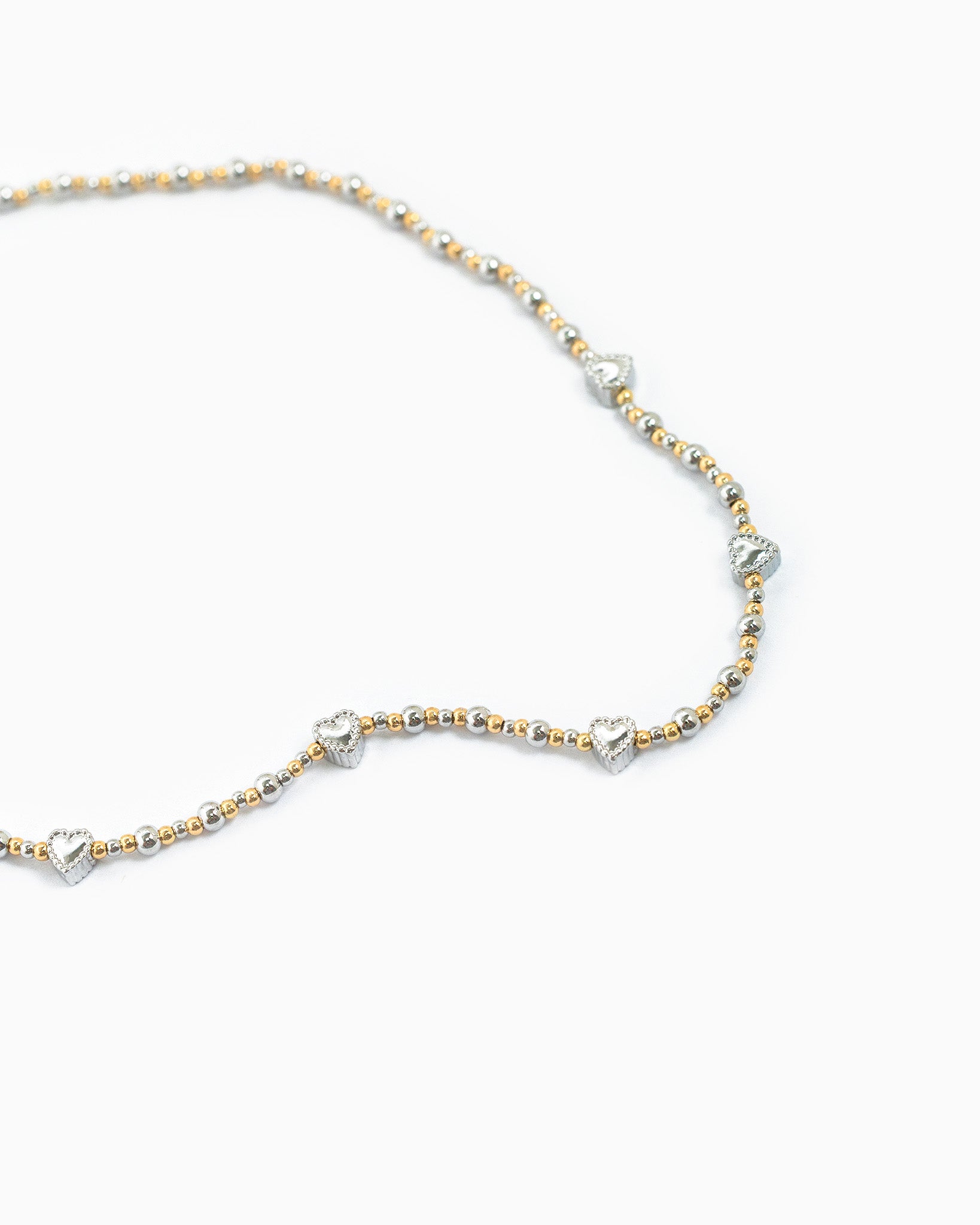 Two-Tone Beaded Heart Accent Necklace
