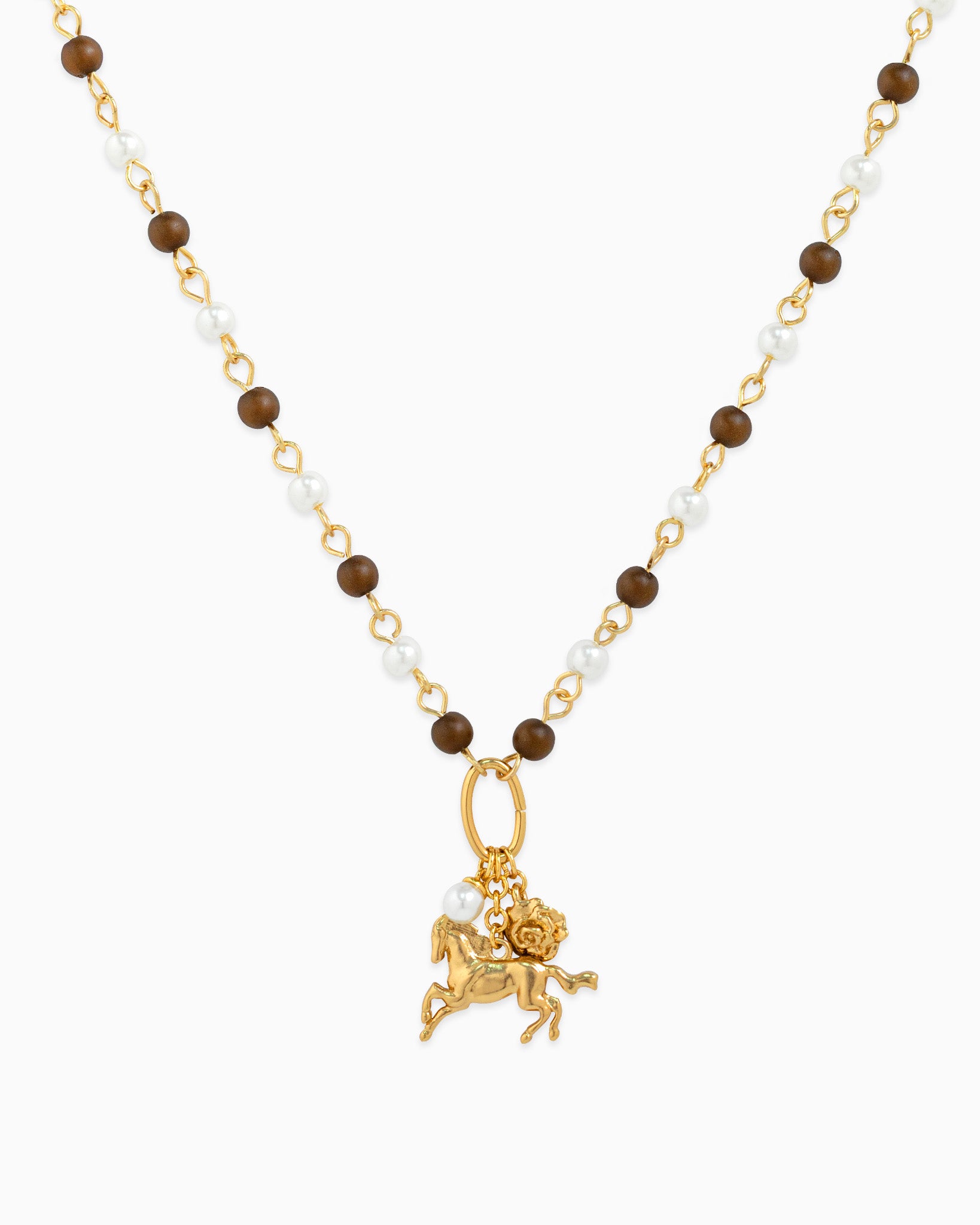 Wild Rose Western Horse Bead Necklace