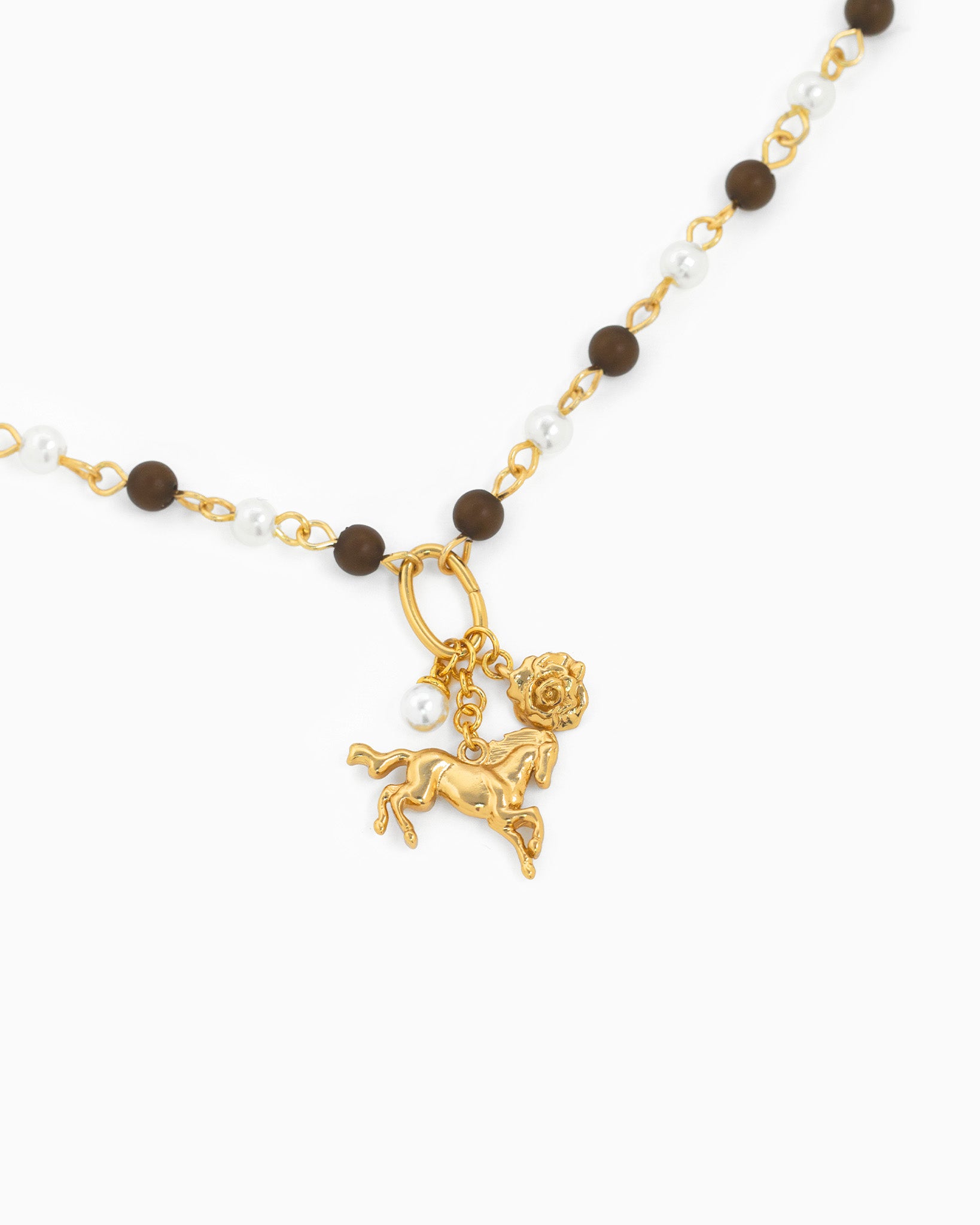 Wild Rose Western Horse Bead Necklace