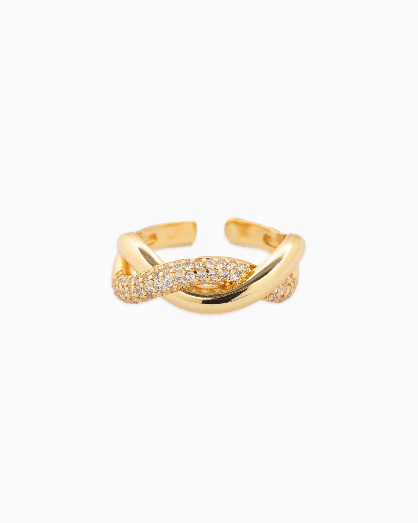 CZ Twisted Pave Open Ring