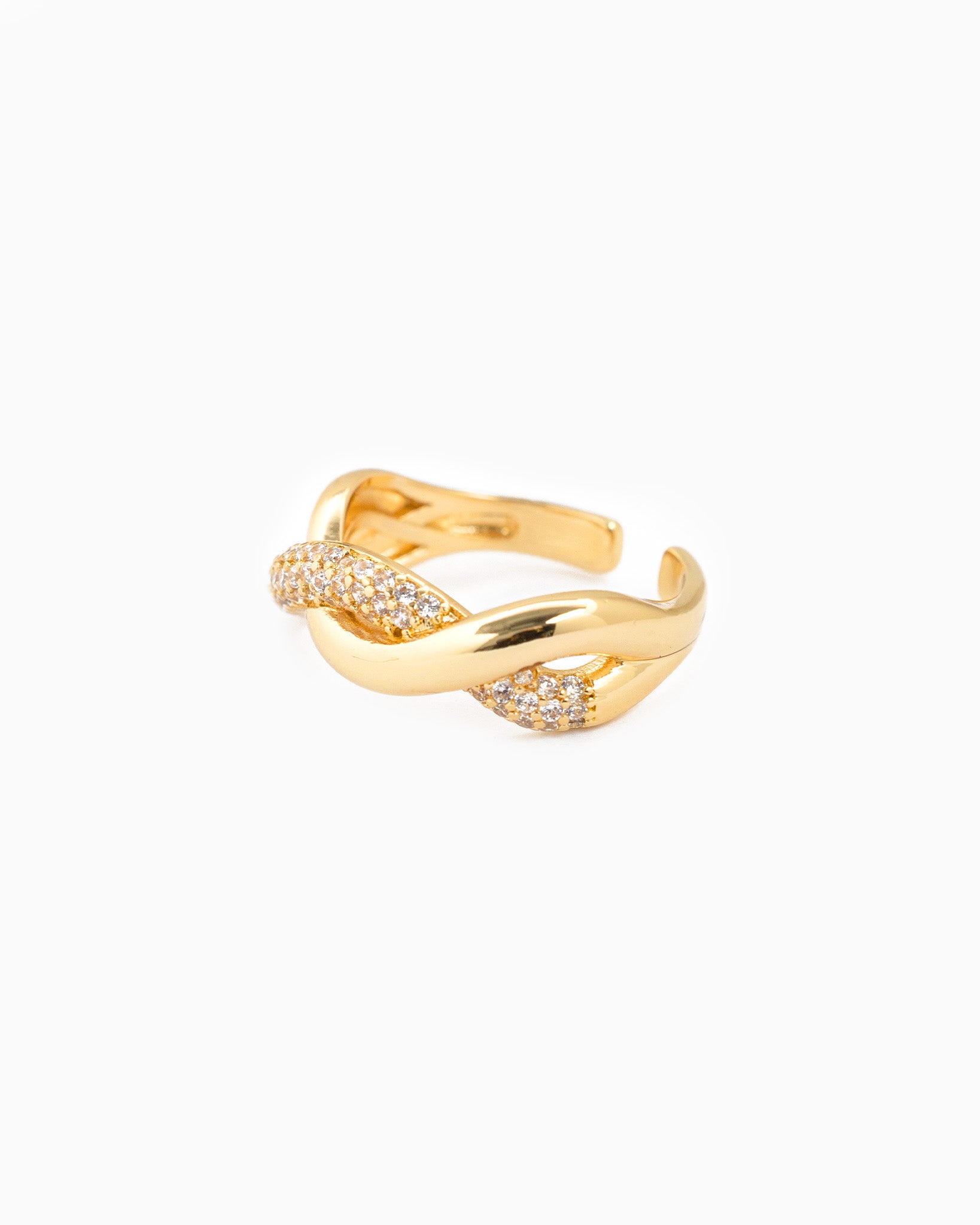 CZ Twisted Pave Open Ring
