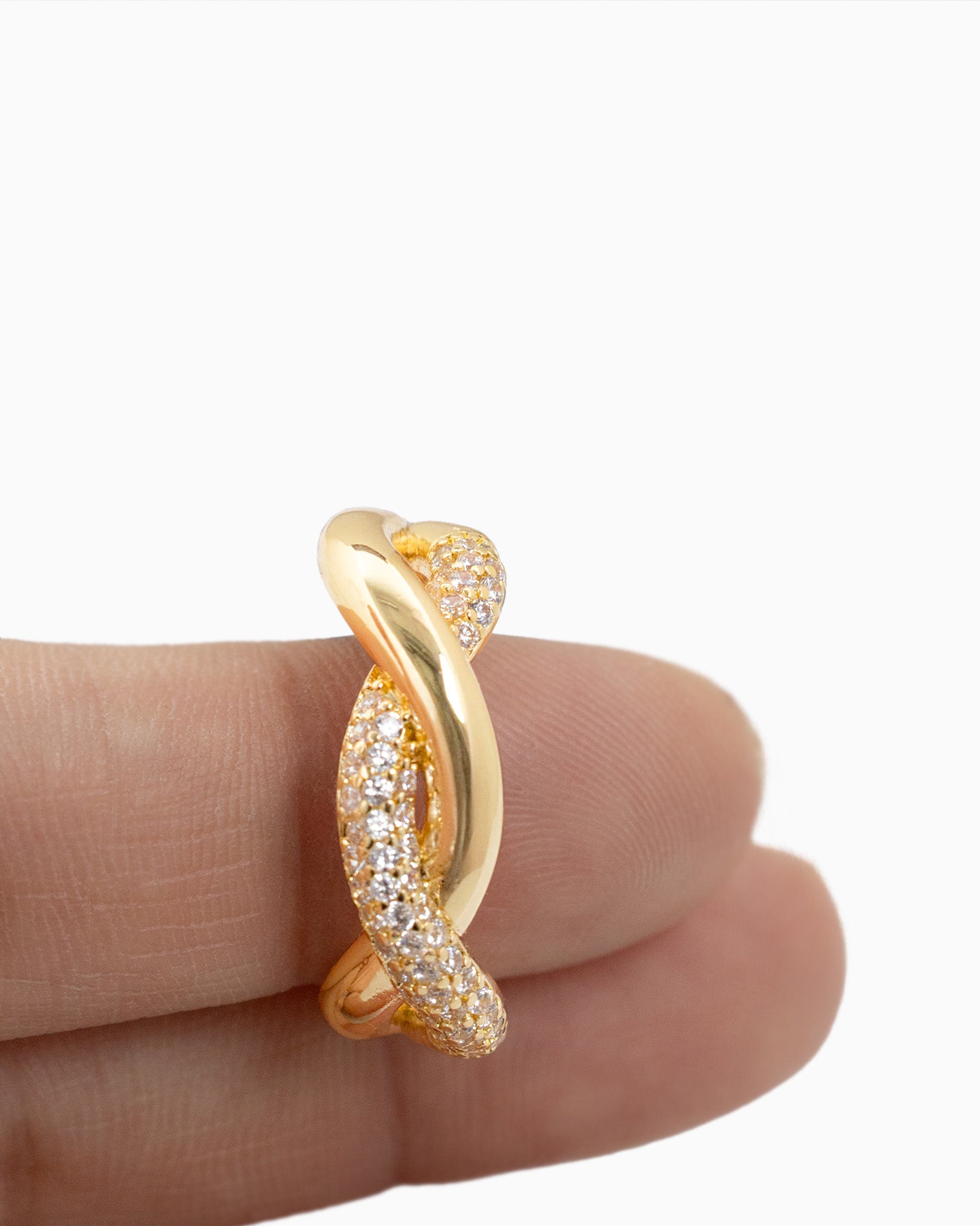 CZ Twisted Pave Open Ring