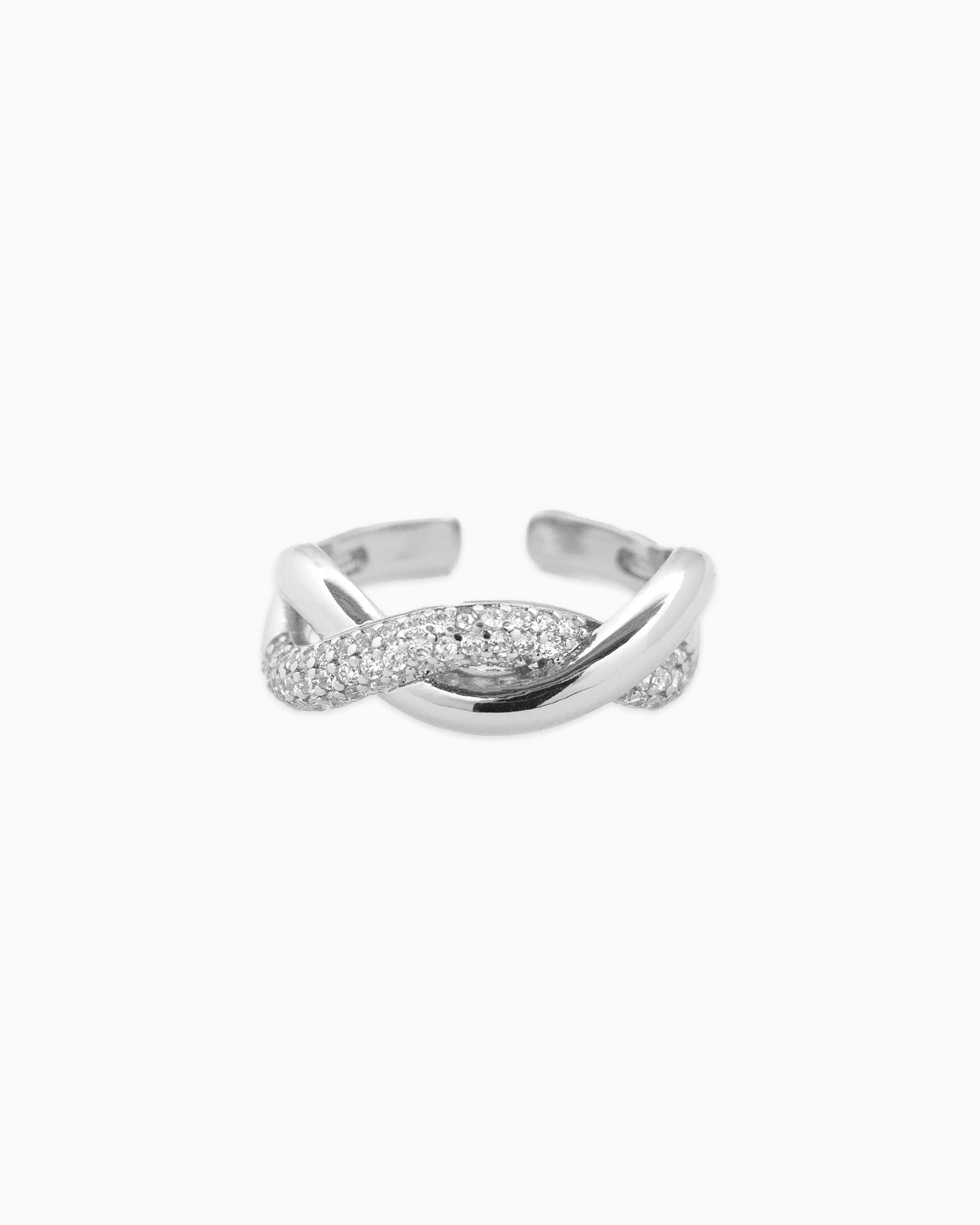 CZ Twisted Pave Open Ring