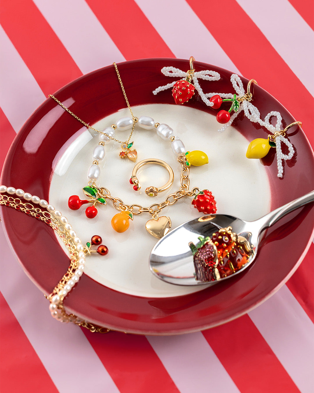 Fruit Charm Locket Half Chain Bracelet-3