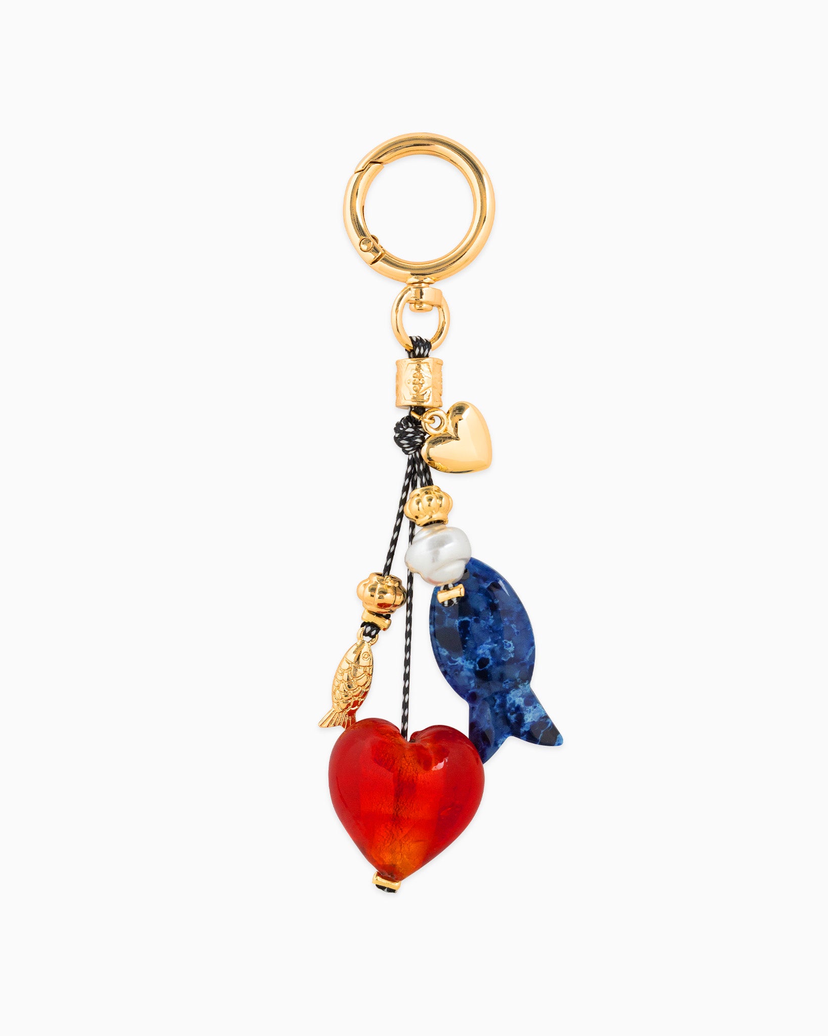 Love Heart Marbled Fish Dangle Bag Charm