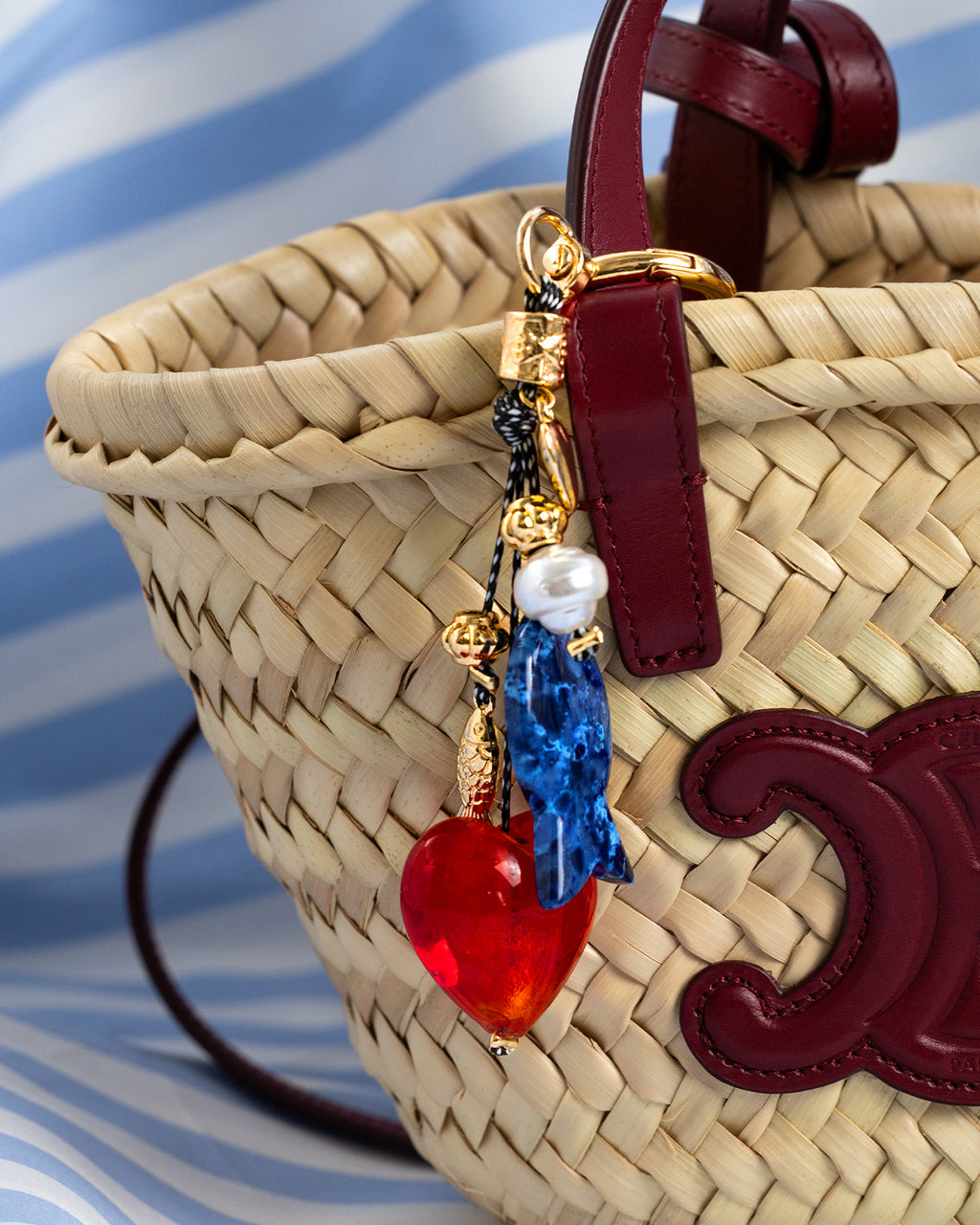 Love Heart Marbled Fish Dangle Bag Charm