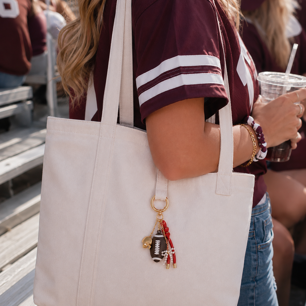 Football Gameday Touchdown Vibes Bag Charm Key Chains
