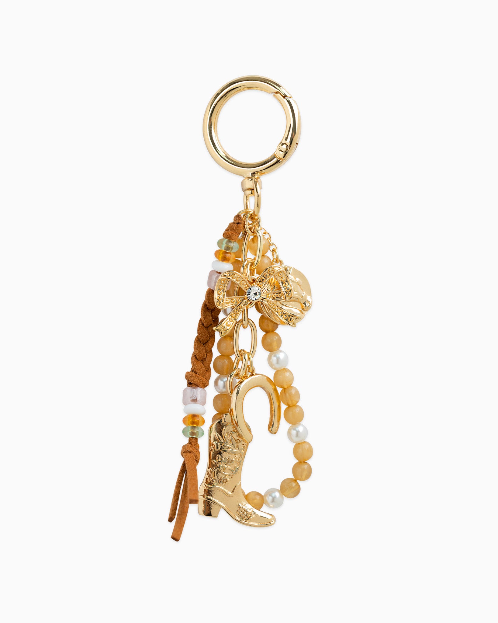 Western Brown Bow Bead Rope Bag Charm