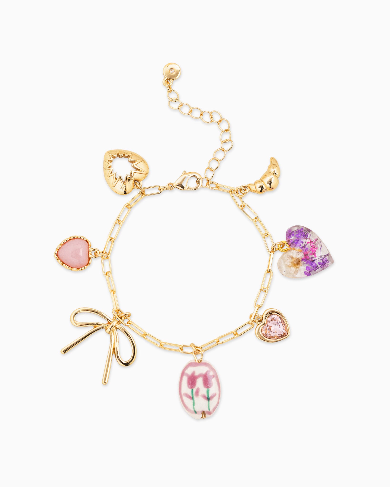 Pink Cottage Core Charm Bracelet