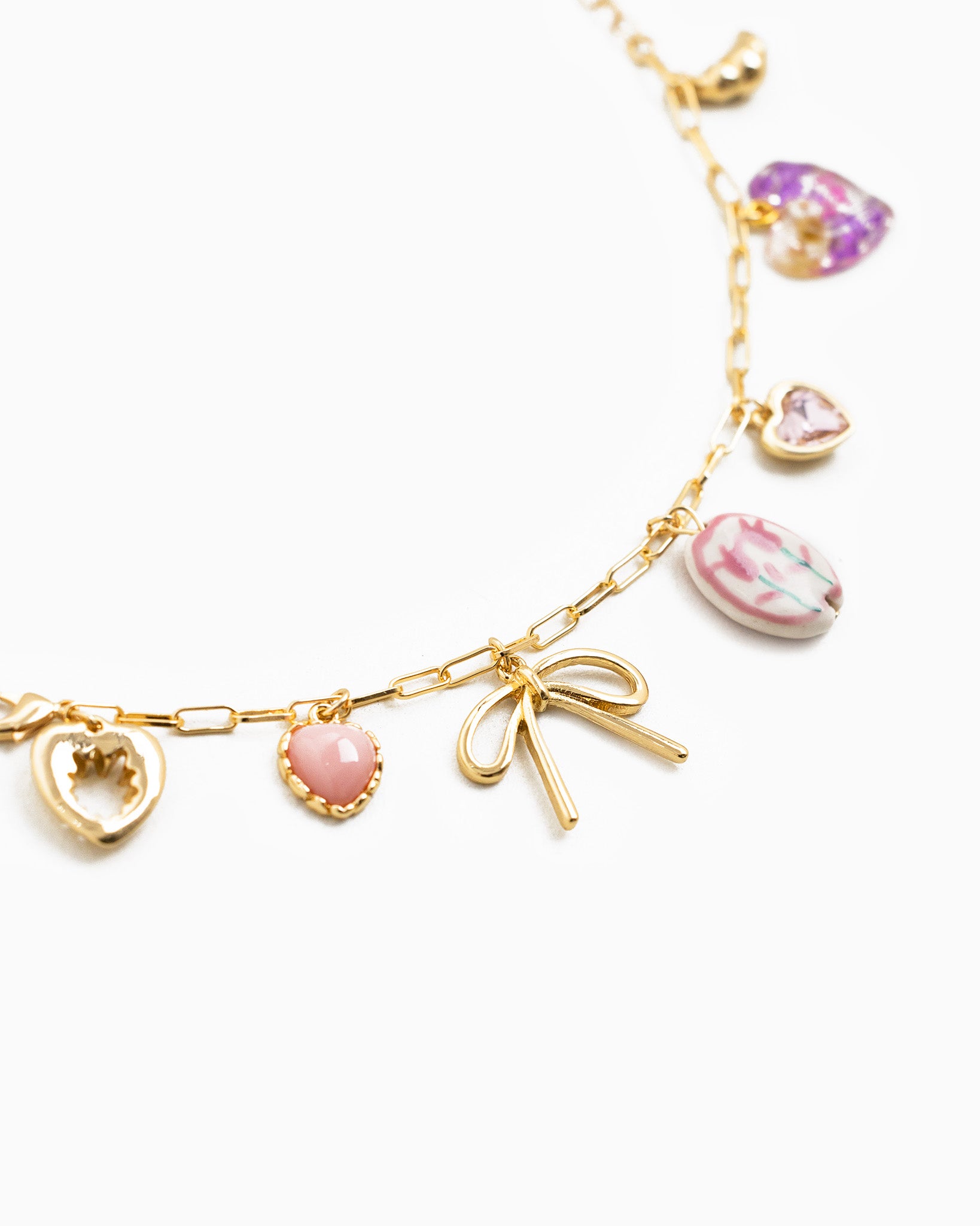 Pink Cottage Core Charm Bracelet