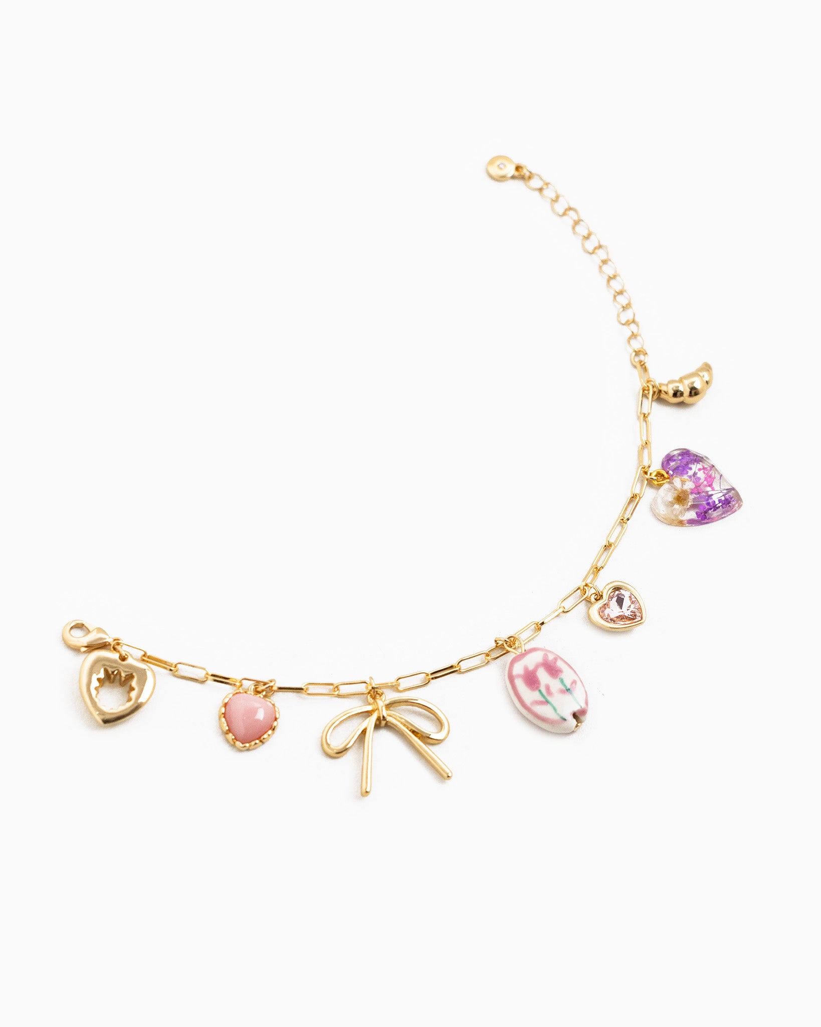 Pink Cottage Core Charm Bracelet