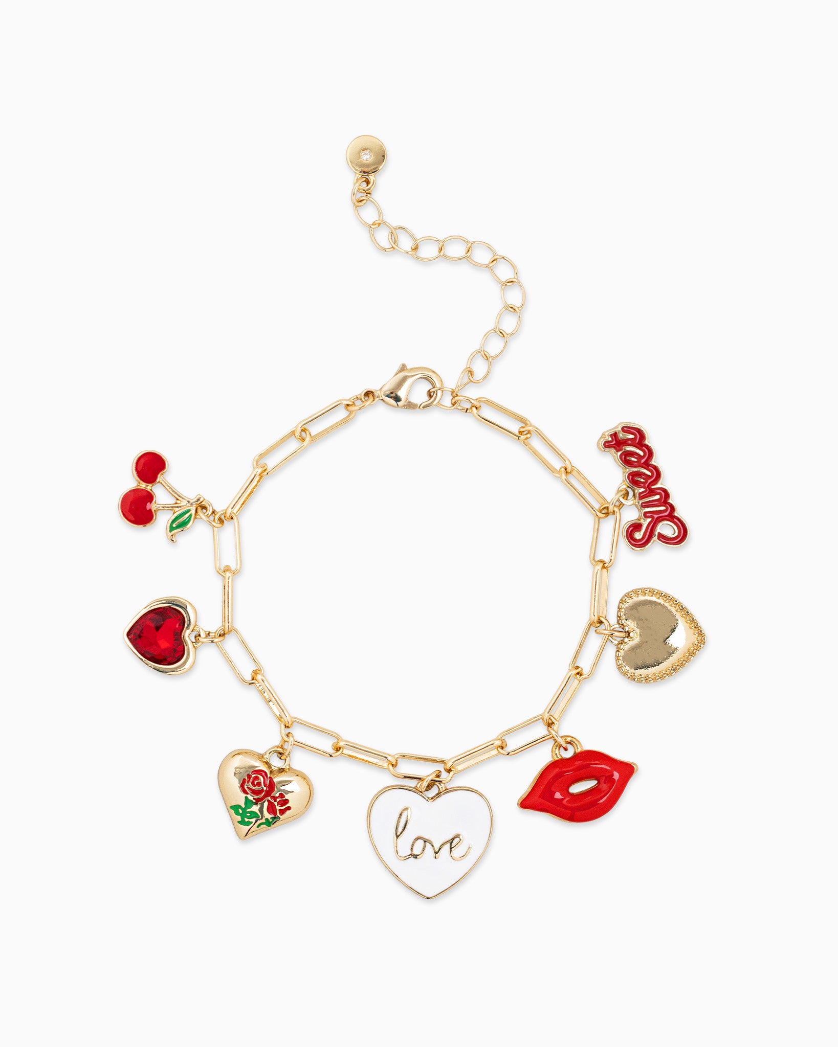 Kiss Me Red Seven Charm Bracelet