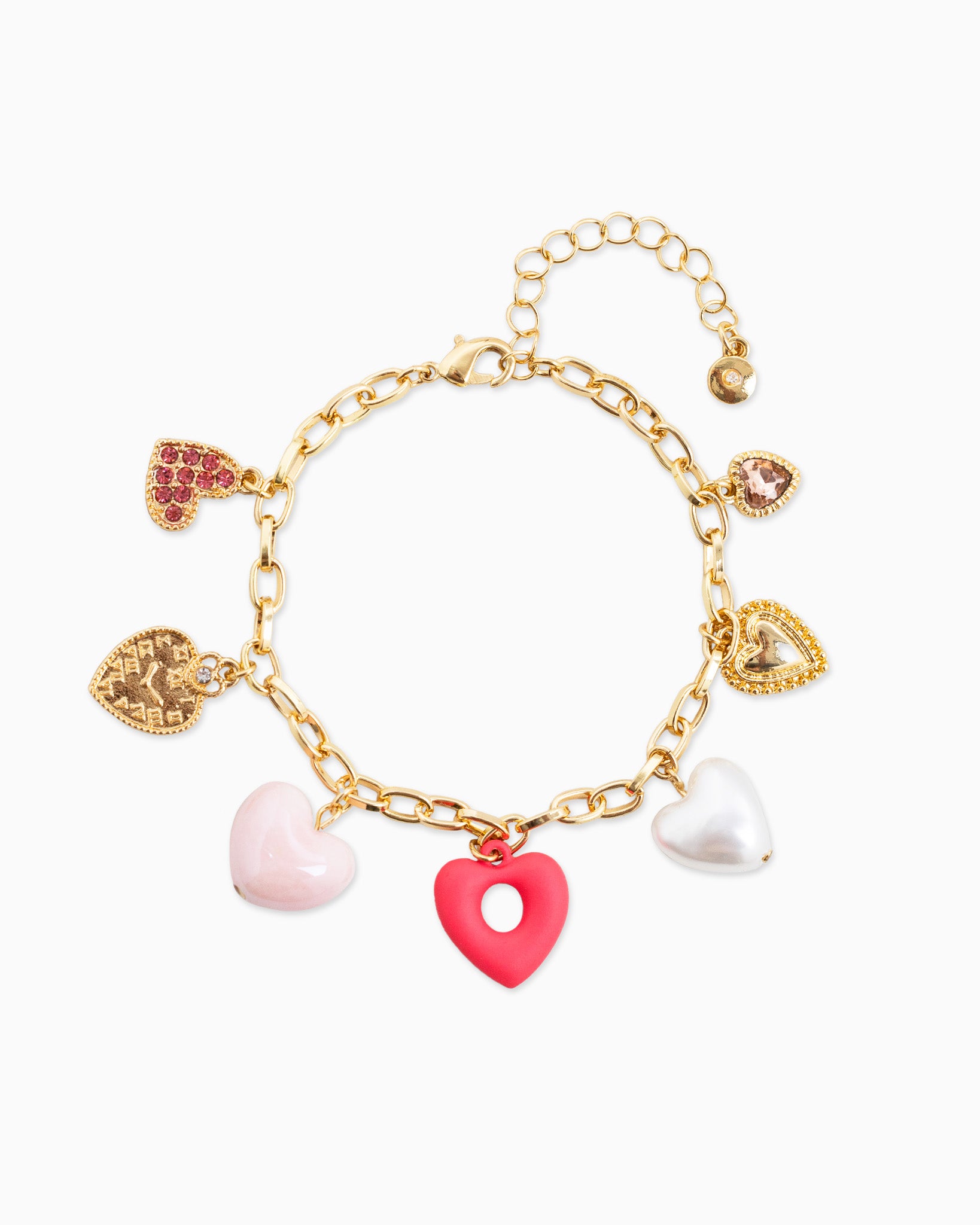 Playful Matte Pink Heart Charm Bracelet