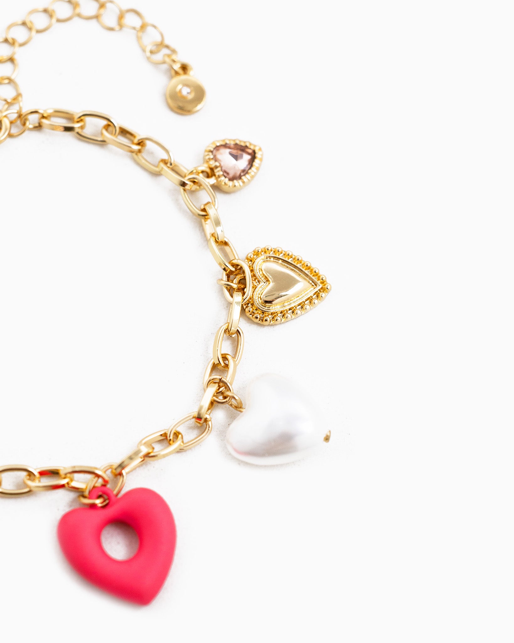 Playful Matte Pink Heart Charm Bracelet