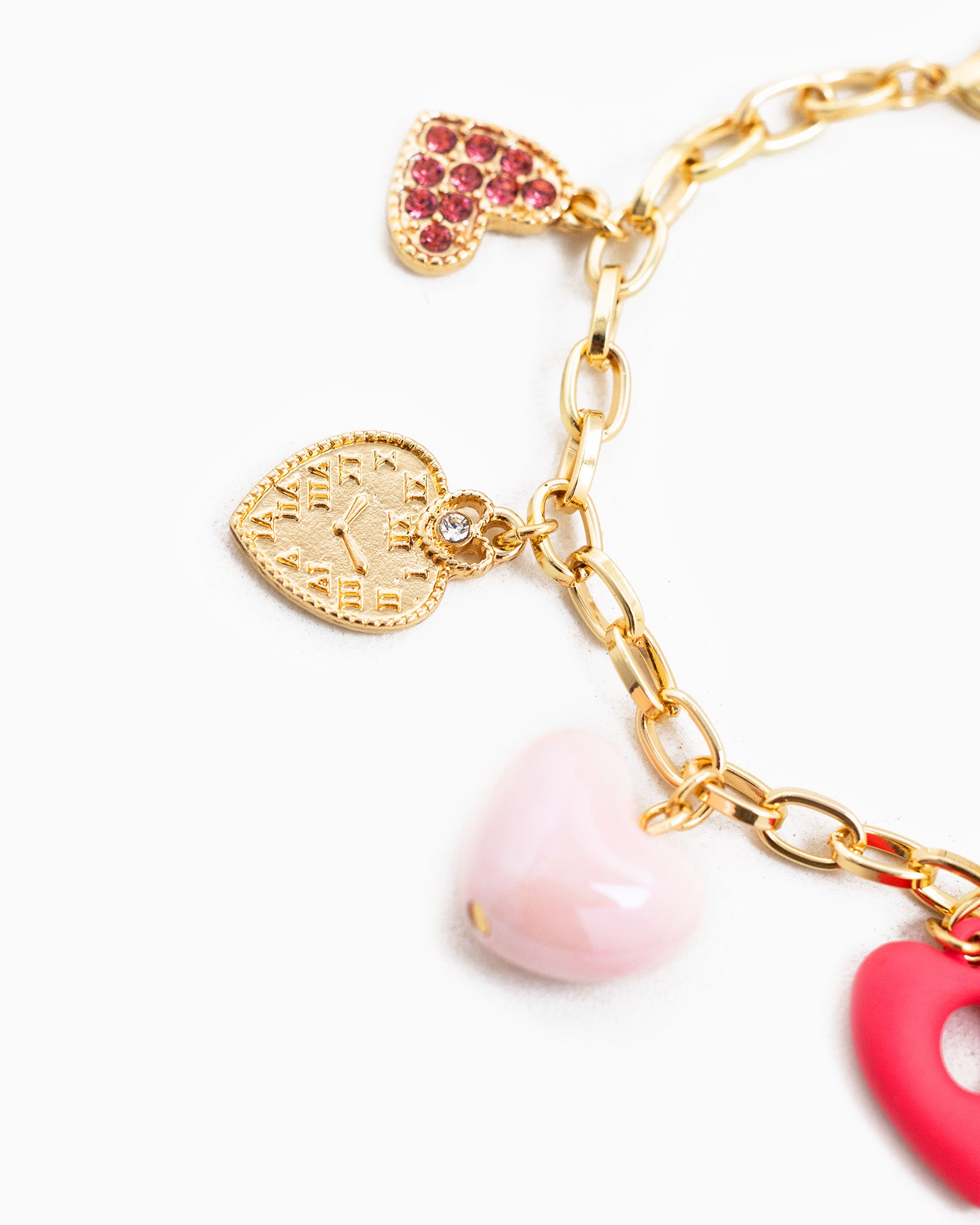 Playful Matte Pink Heart Charm Bracelet