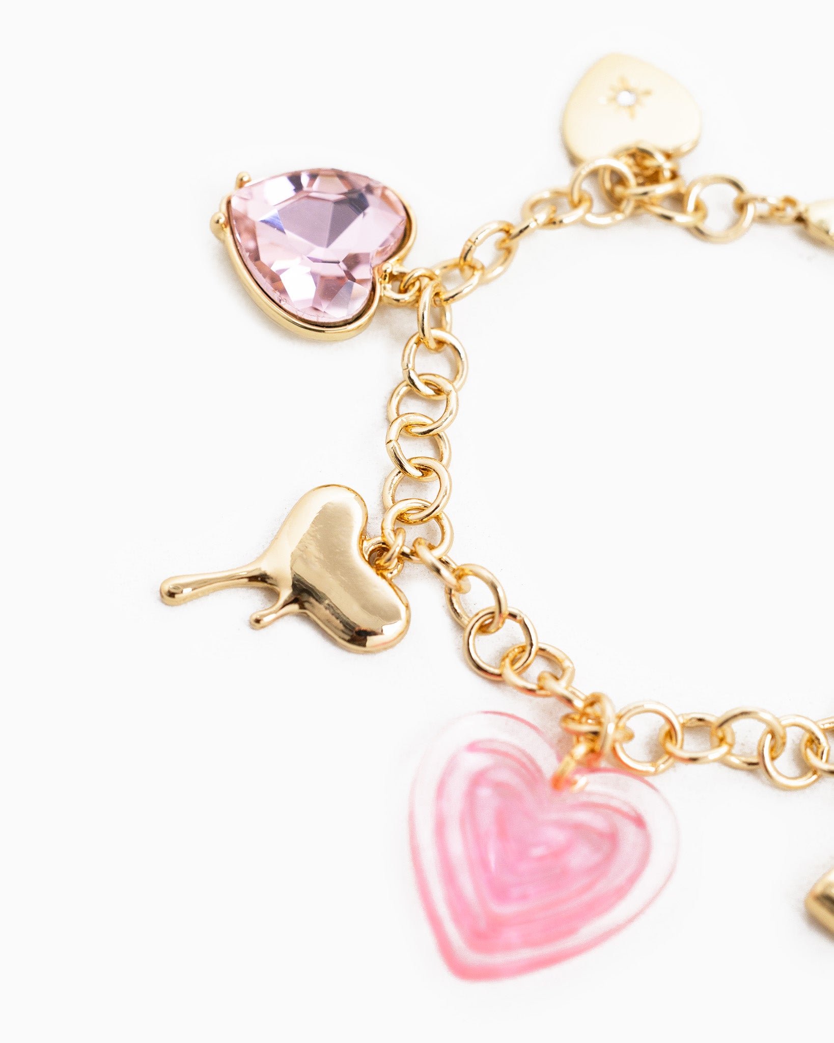 Y2K Pink Heart and Bow Charm Bracelet