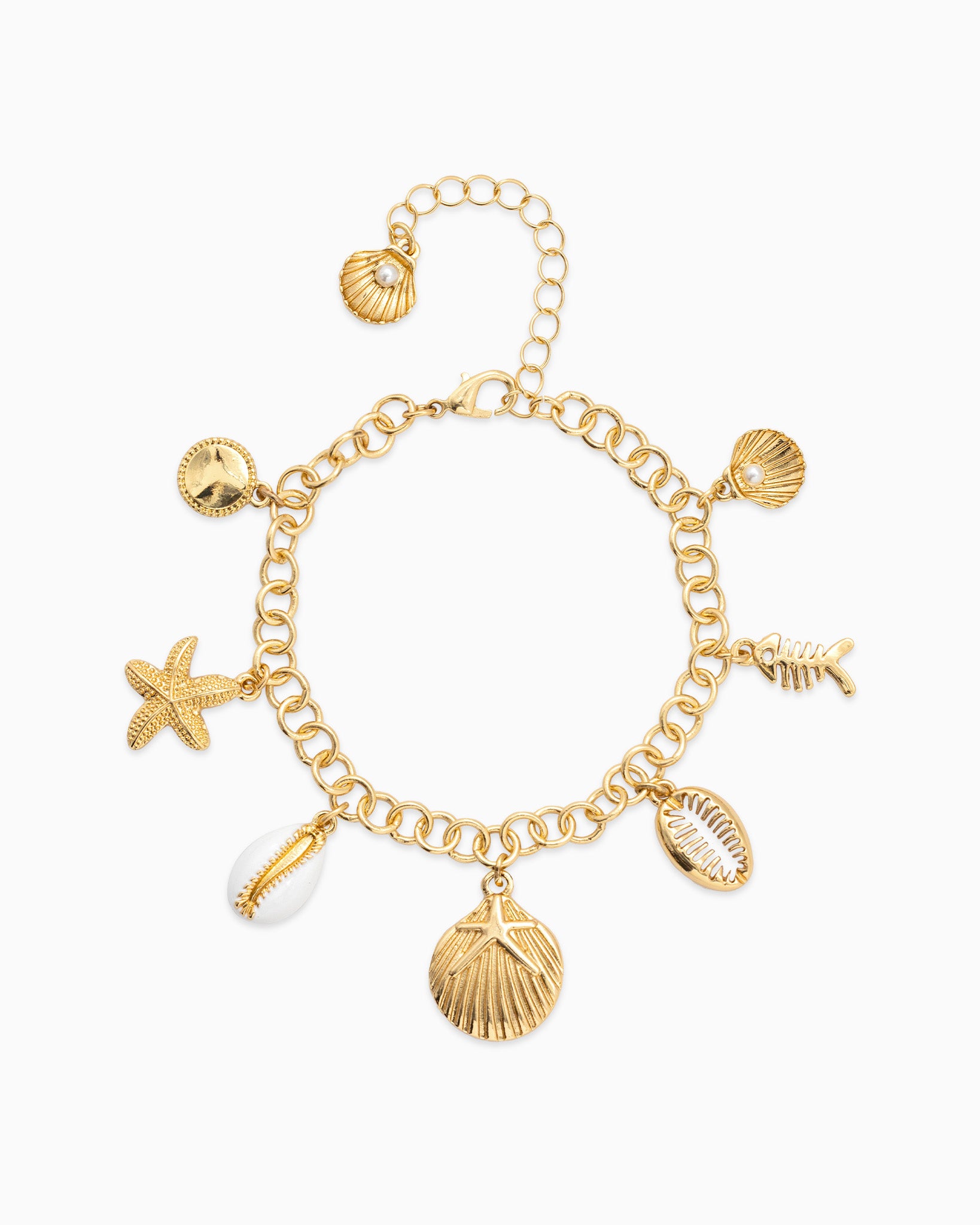 Sea Life Motif Circle Chain Charm Bracelet