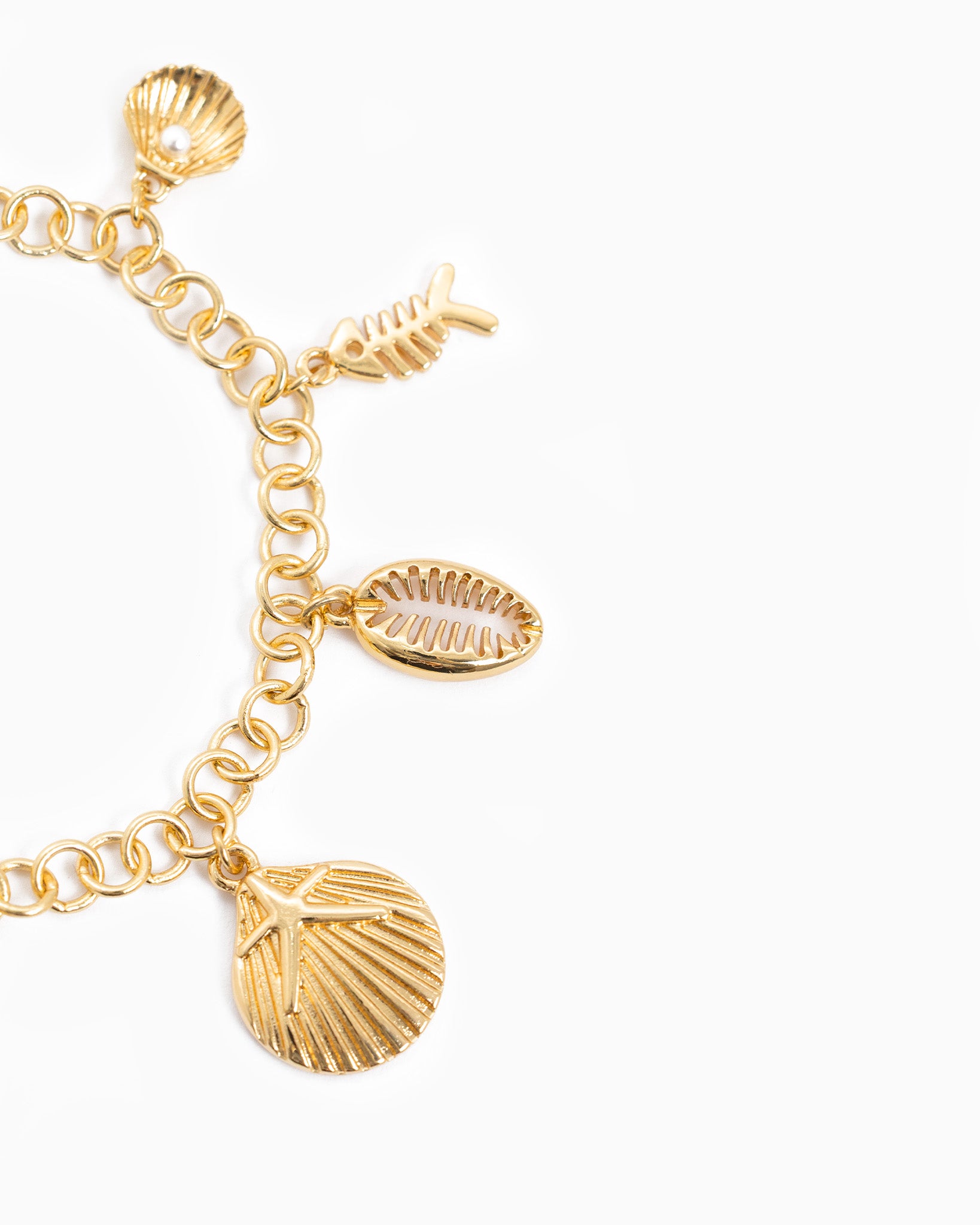 Sea Life Motif Circle Chain Charm Bracelet