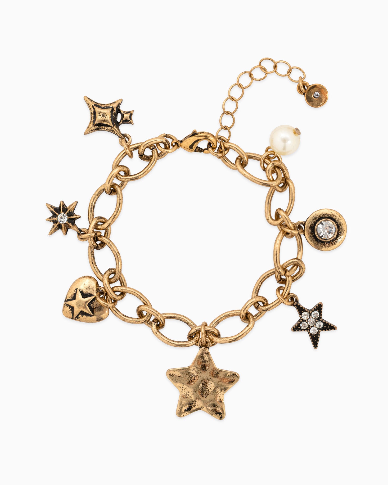 Vintage Star Heart Stone Charm Bracelet