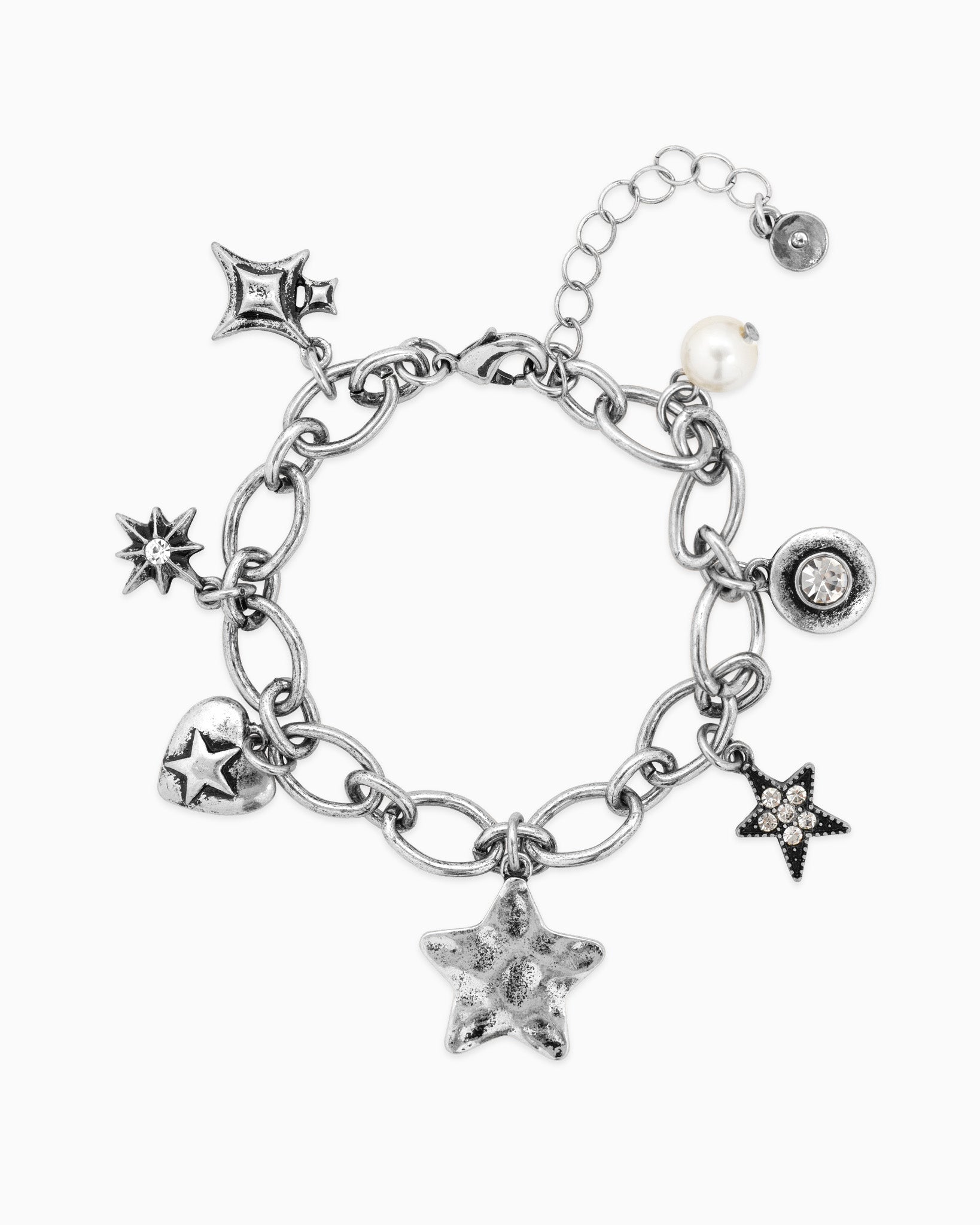 Vintage Star Heart Stone Charm Bracelet