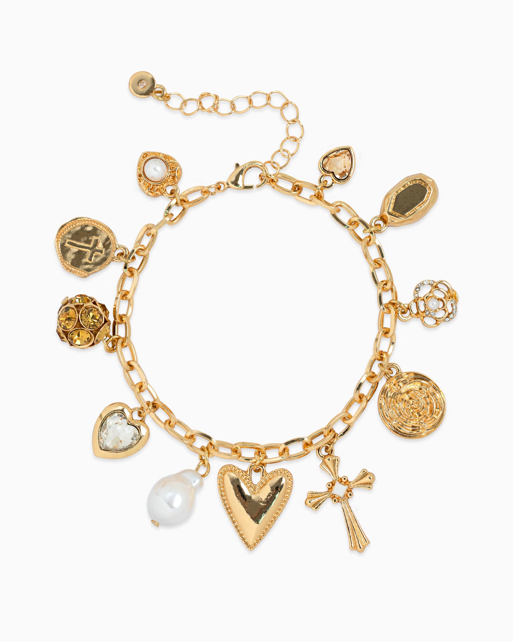 Multi 11 Charm Divine Hearts Bracelet