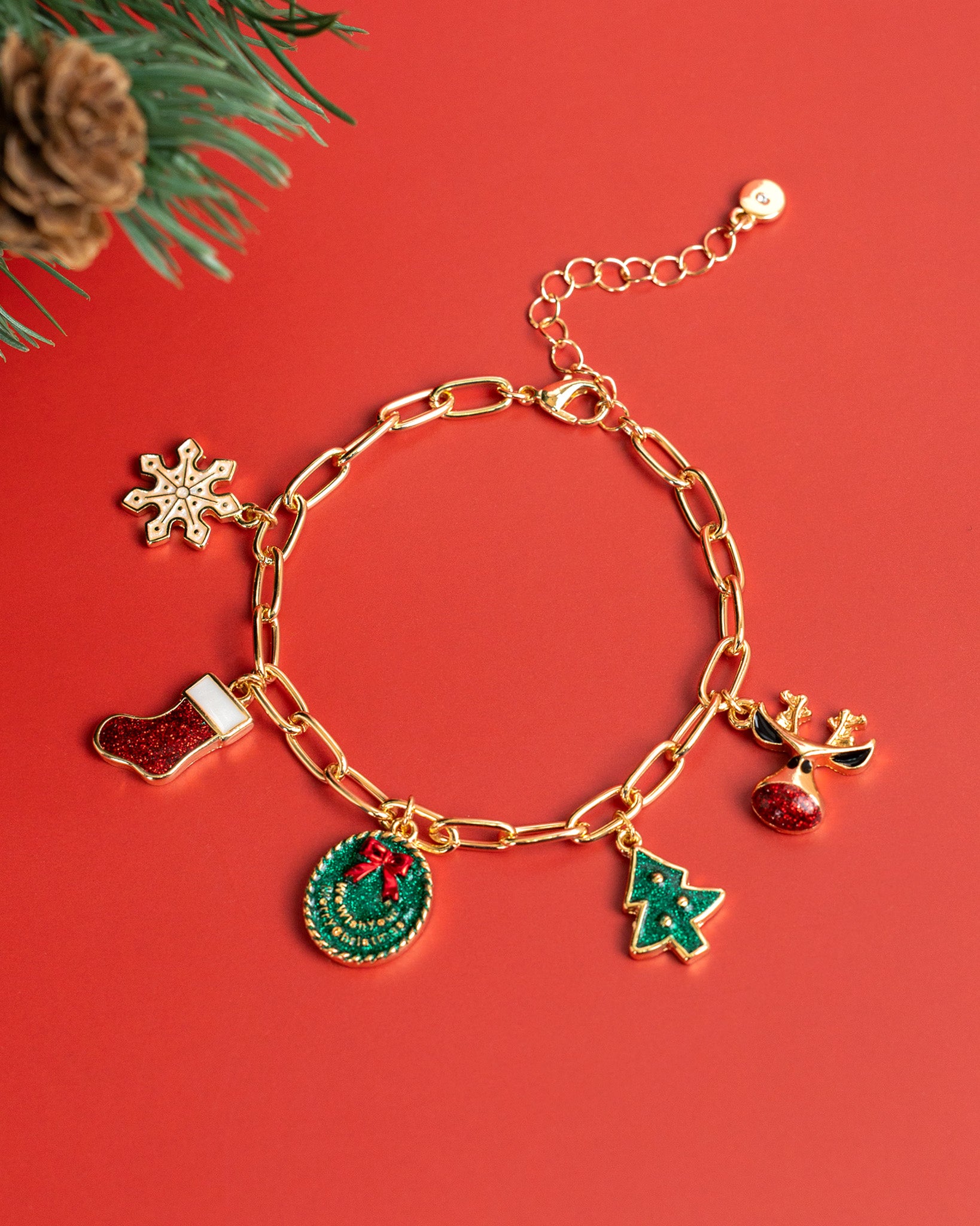 We Wish Your Merry Christmas Stocking Charm Bracelet
