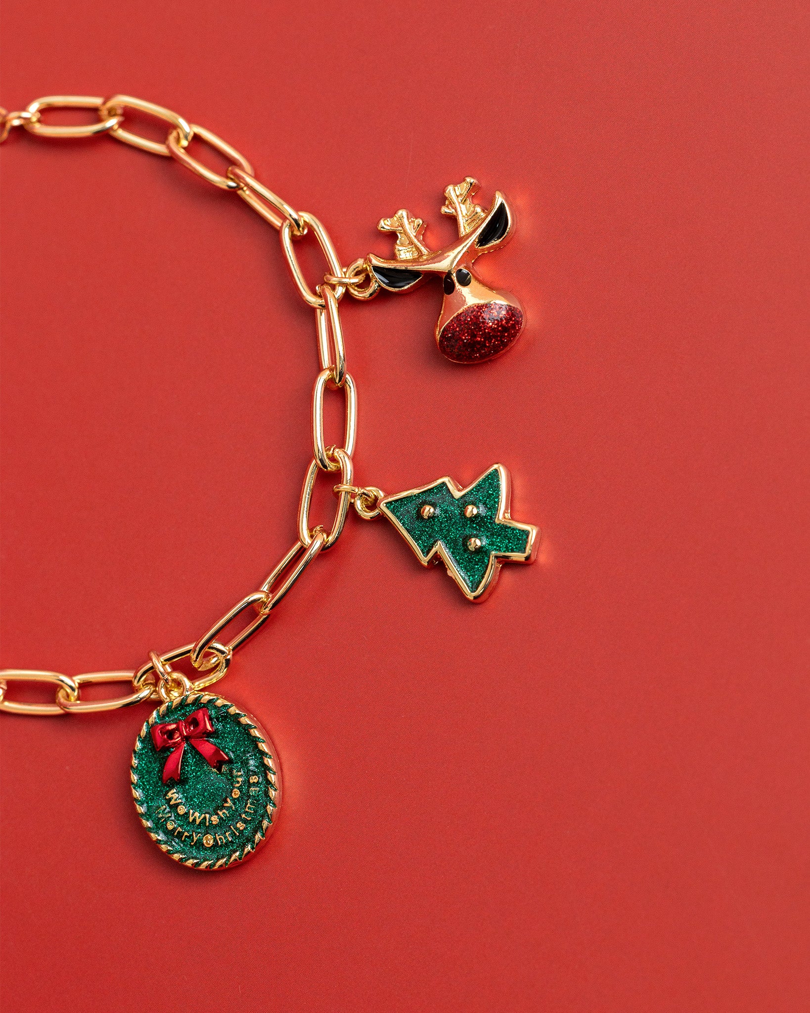 We Wish Your Merry Christmas Stocking Charm Bracelet