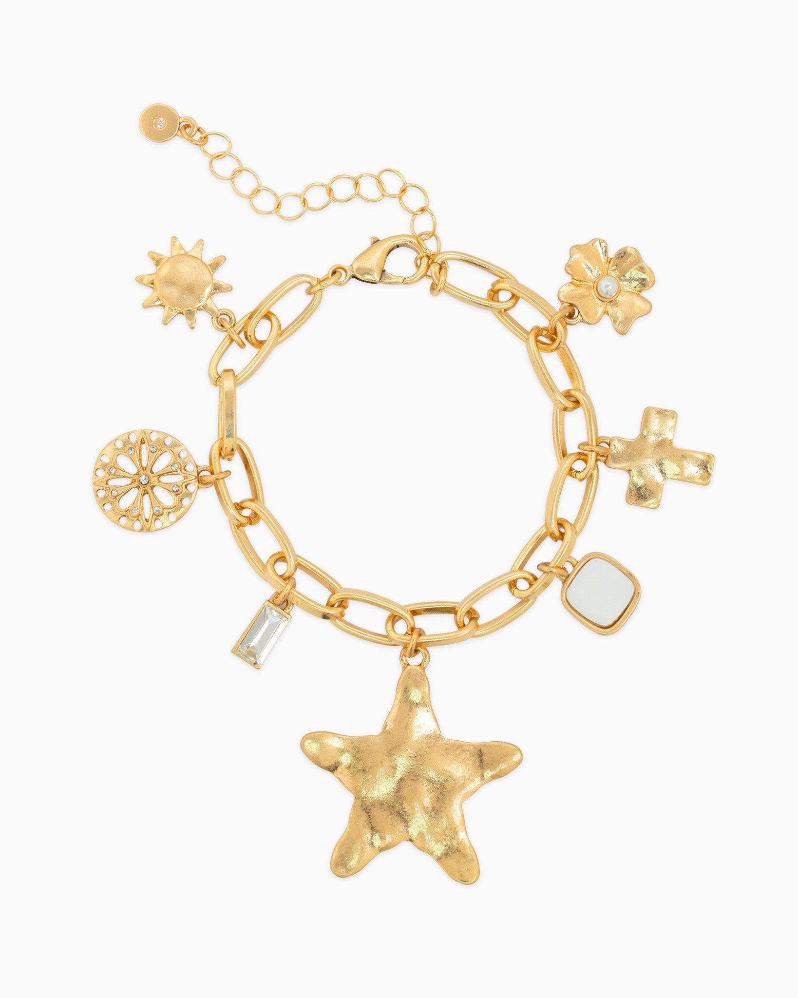 Hammered Star Charm Chain Bracelet